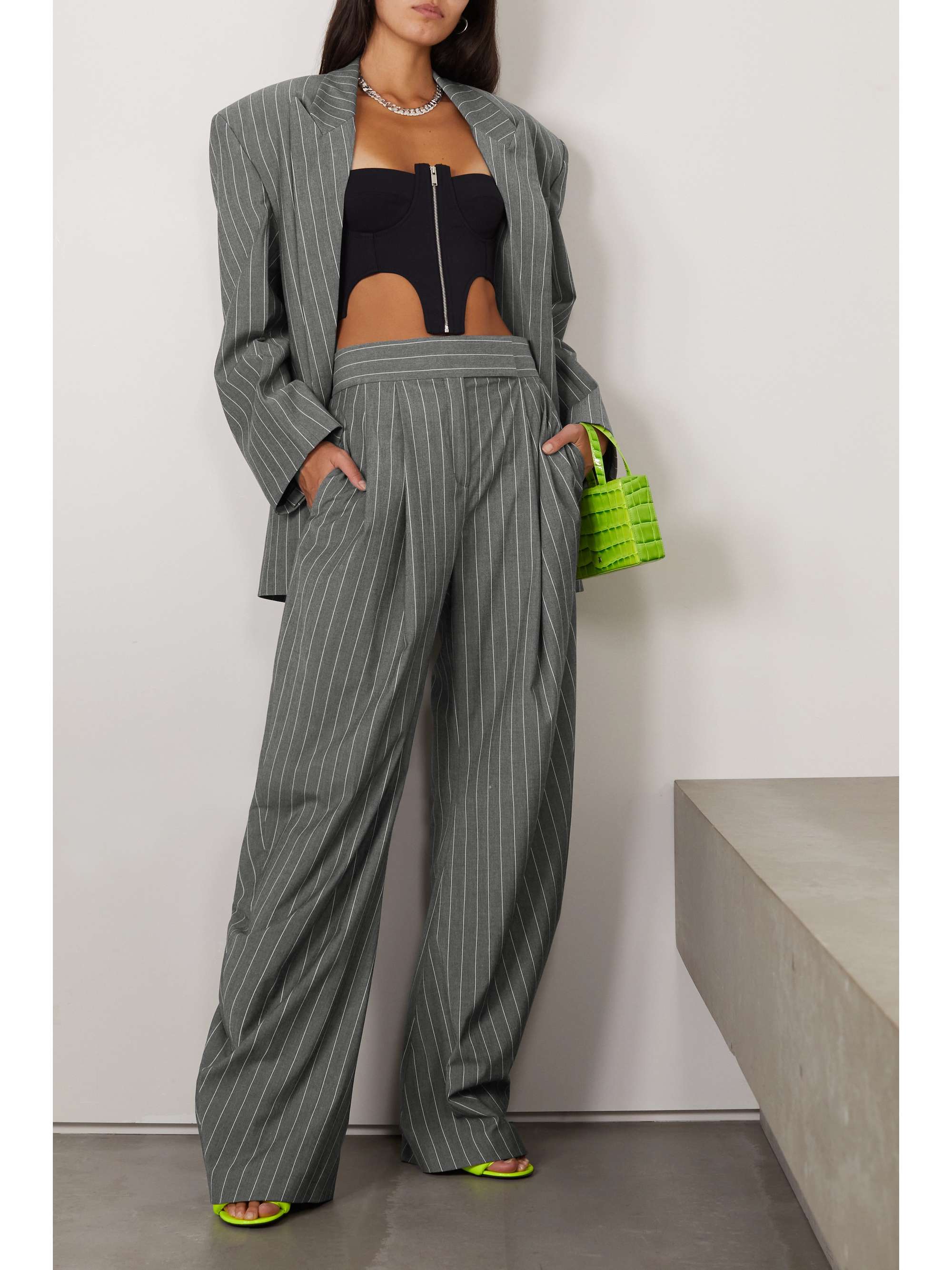 THE ATTICO Gary pinstriped woven wide-leg pants