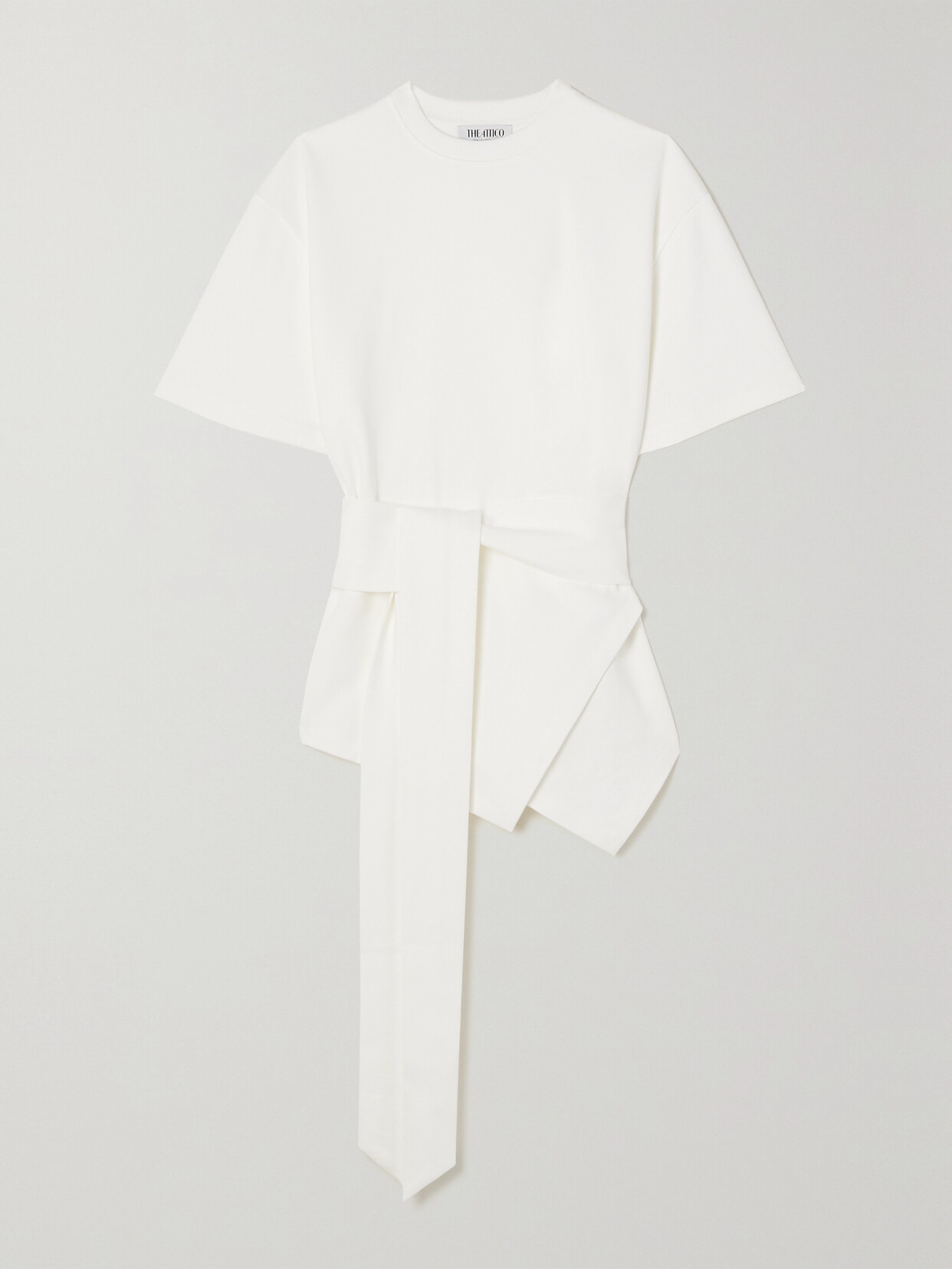 Attico Mabel Layered Tie-detailed Cotton-blend Jersey T-shirt In White