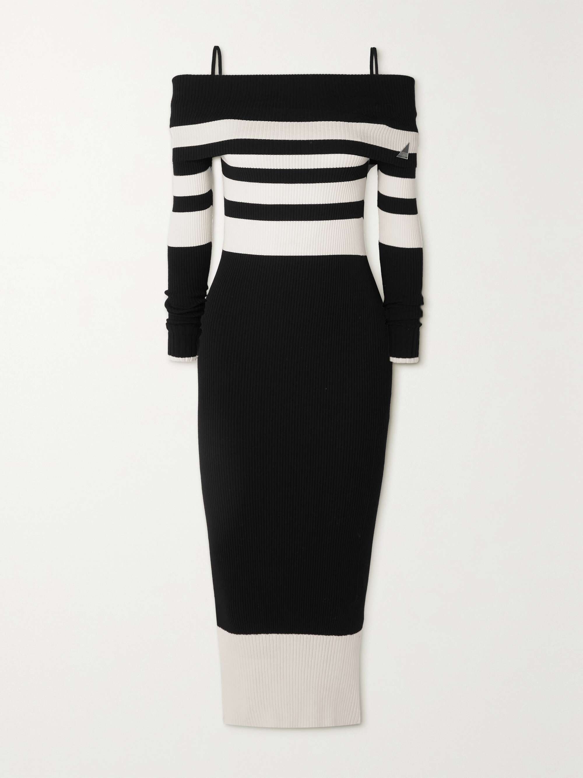 Striped cold hotsell shoulder dress