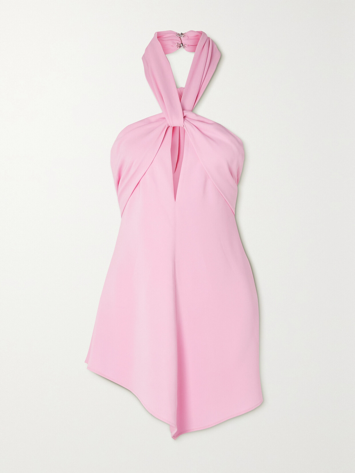 Shop Attico Becky Cutout Woven Mini Dress In Pink