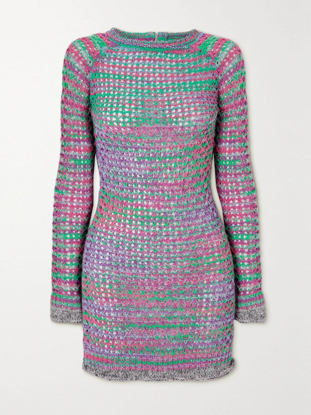 The Attico - Open-back Crochet-knit Cotton-blend Mini Dress - Pink