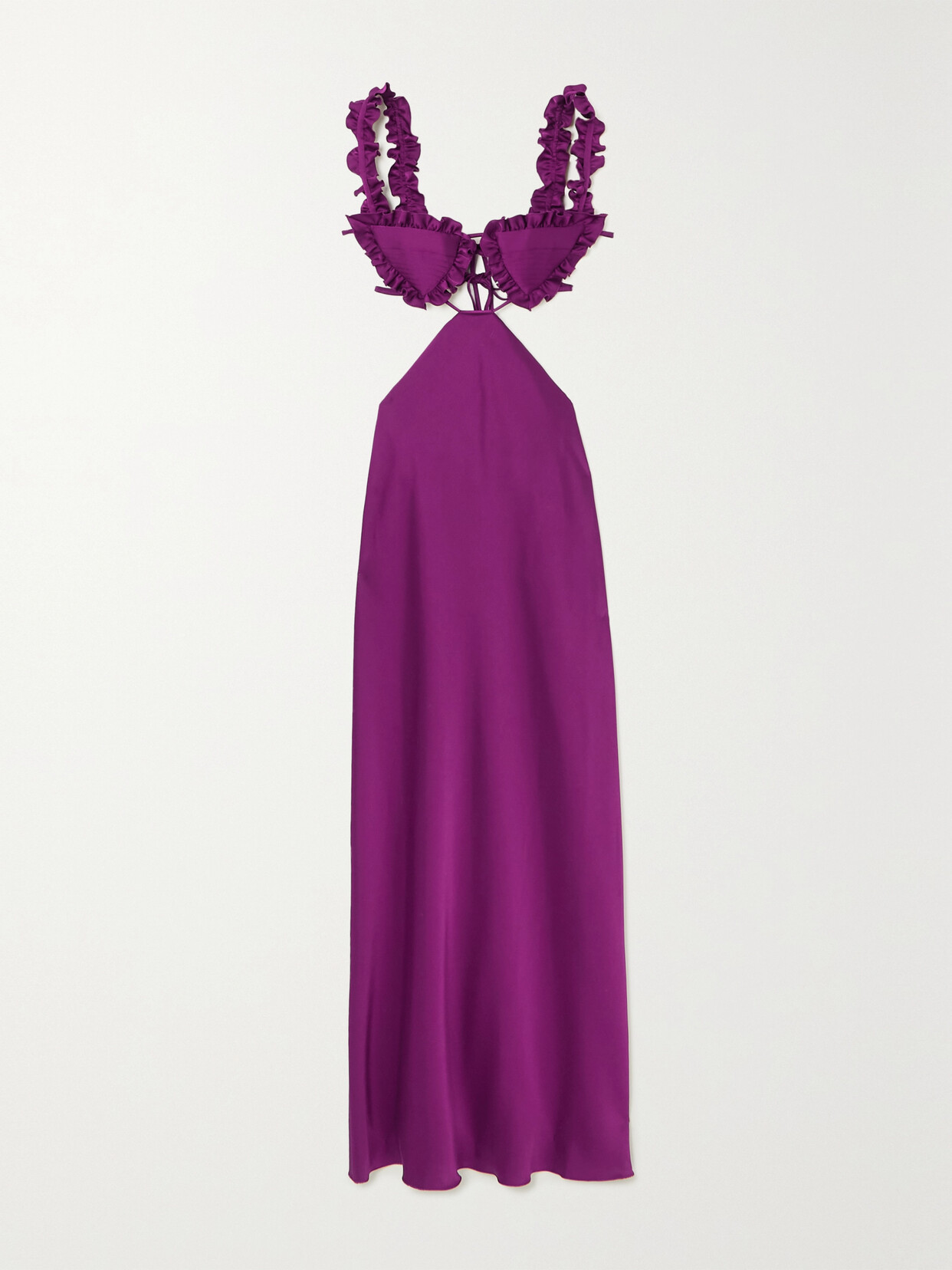 The Attico Amber Ruffled Cutout Duchesse-satin Midi Dress - Purple