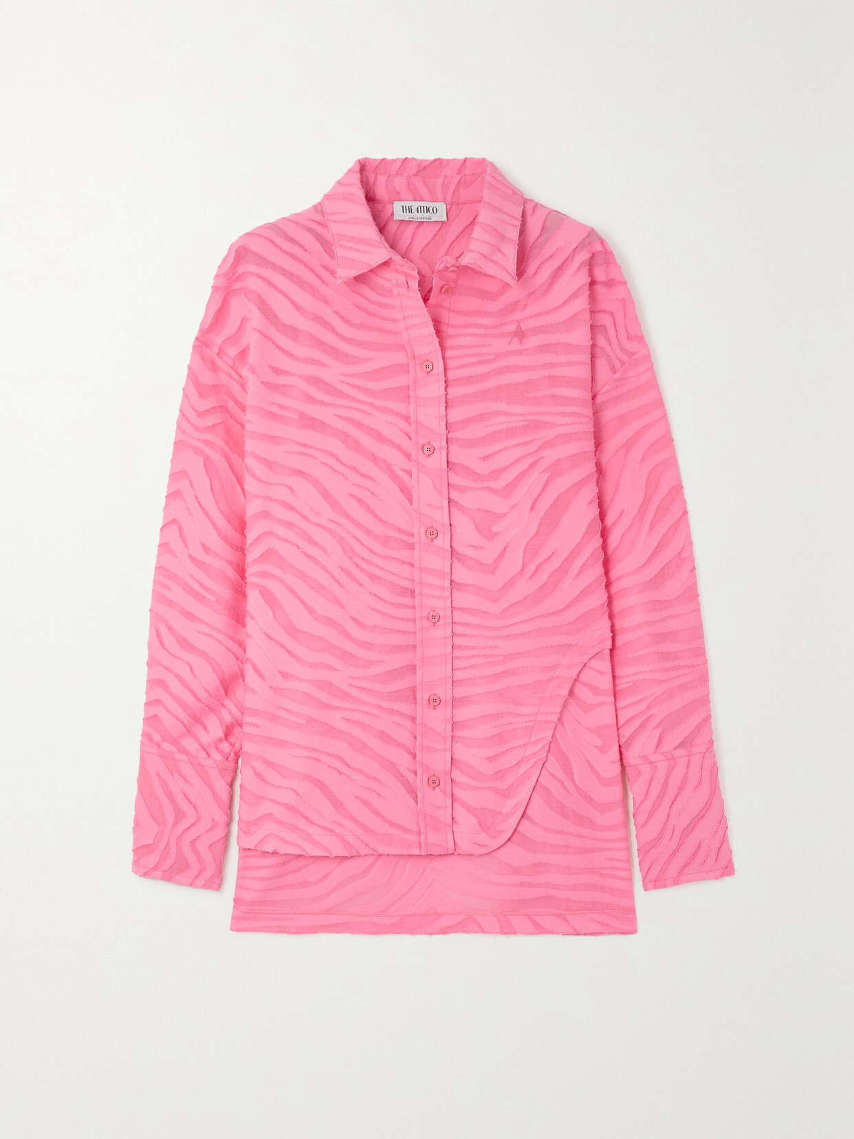 Attico Oversize Geranium-colored Cotton Zebra Fil Coupè Shirt In Pink