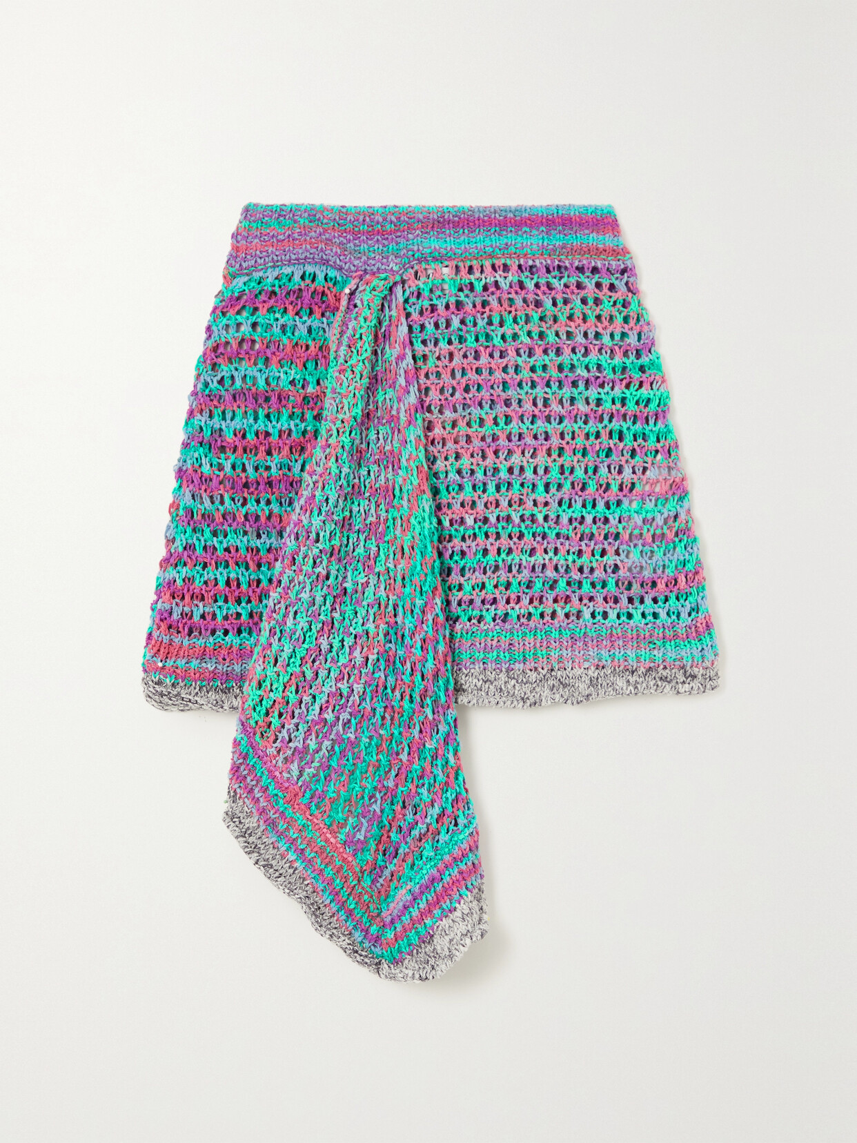 The Attico Draped Crocheted Cotton-blend Mini Skirt - Green