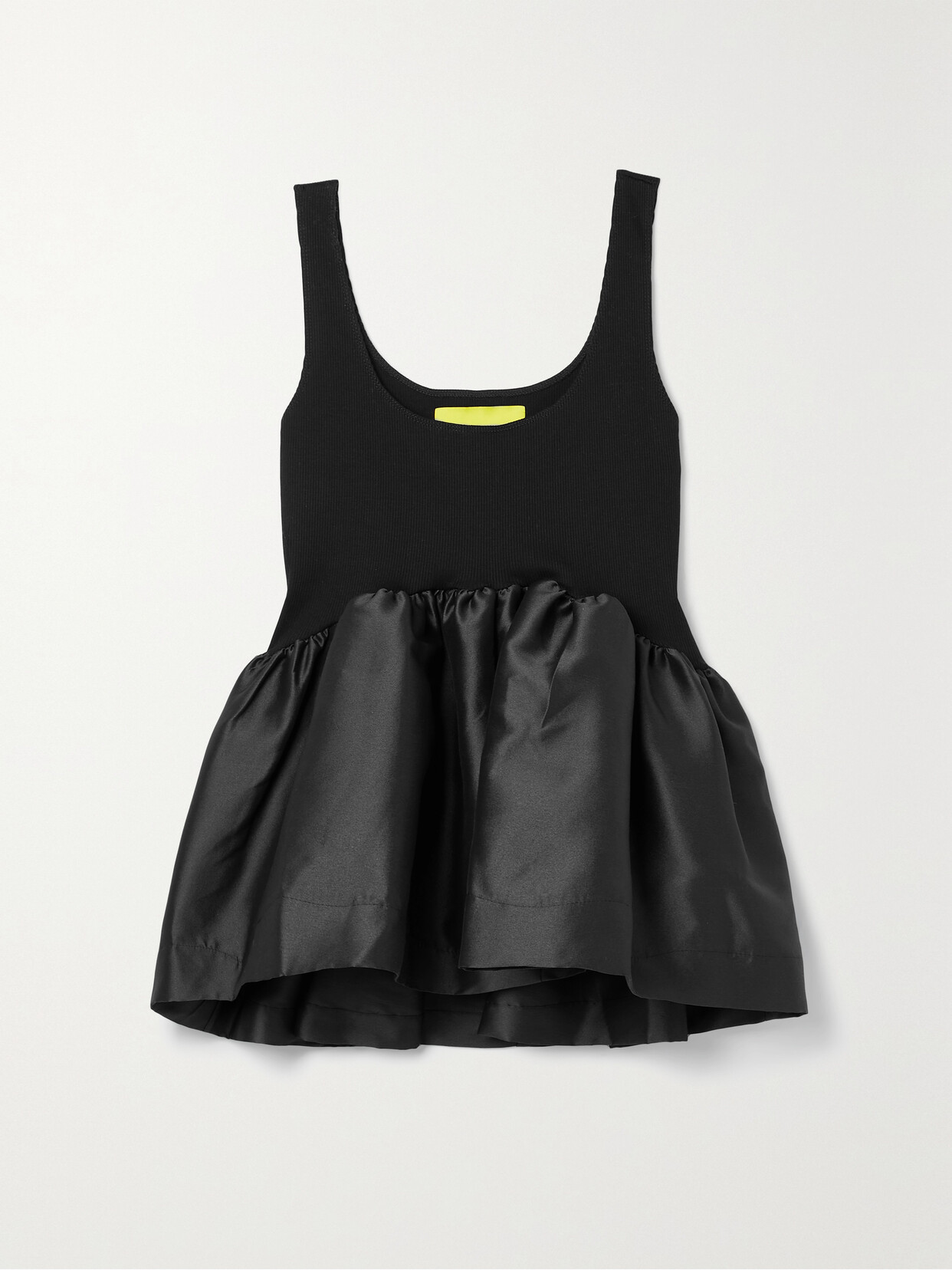 Marques' Almeida Ribbed Stretch-organic Cotton And Recycled-satin Top In Black