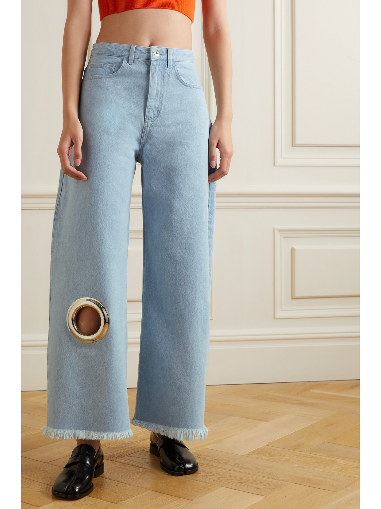 MARQUES' ALMEIDA EYELET-EMBELLISHED WIDE-LEG JEANS