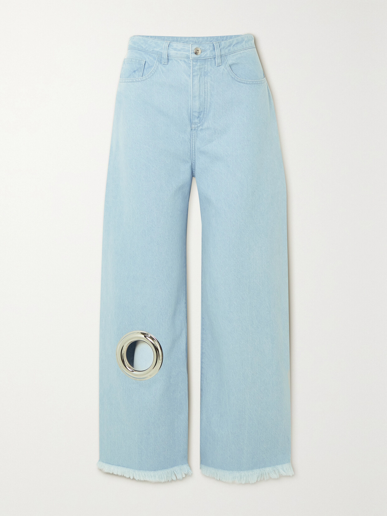 Marques' Almeida Eyelet-embellished Wide-leg Jeans In Denim