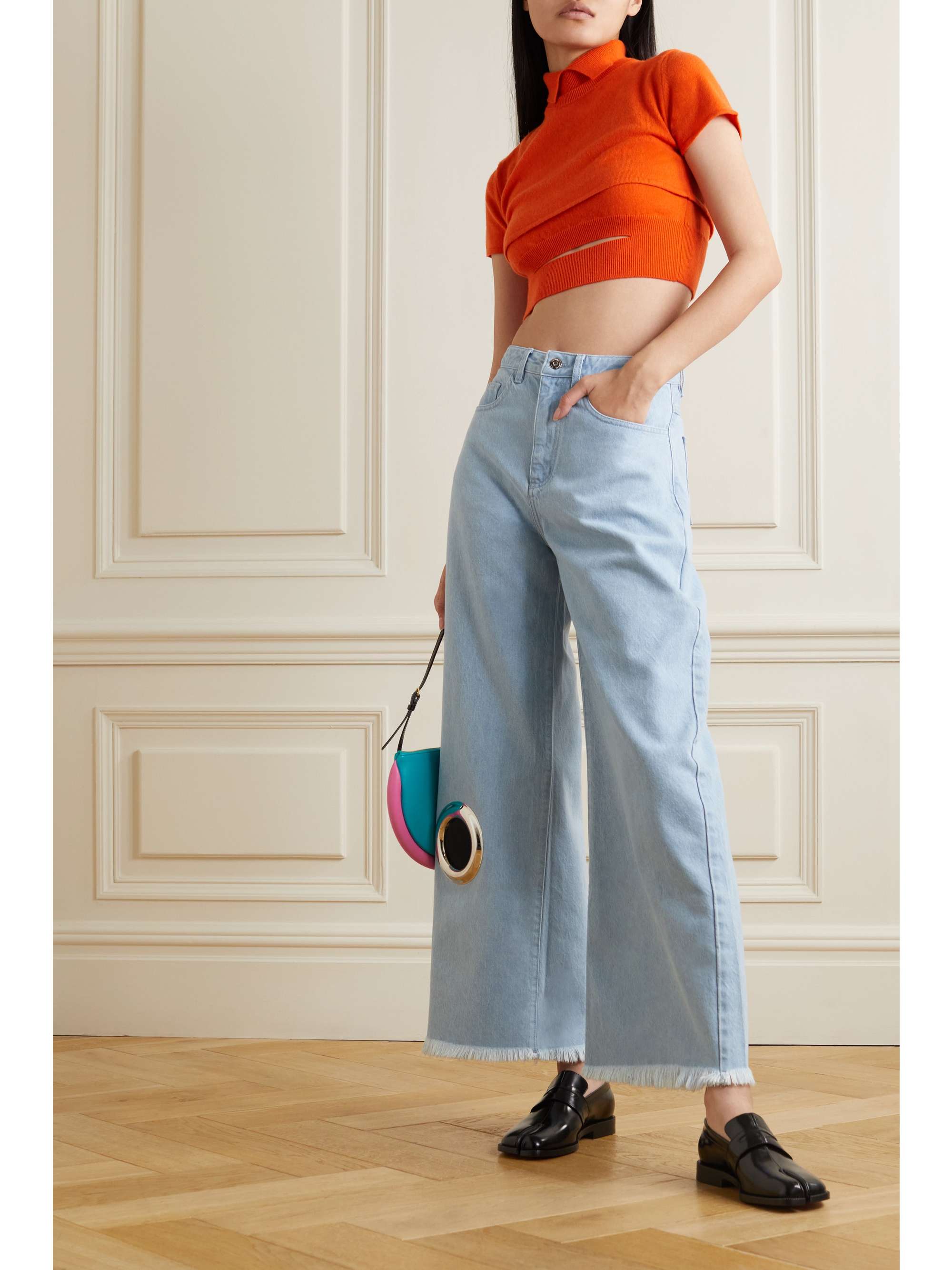 MARQUES' ALMEIDA Eyelet-embellished wide-leg jeans
