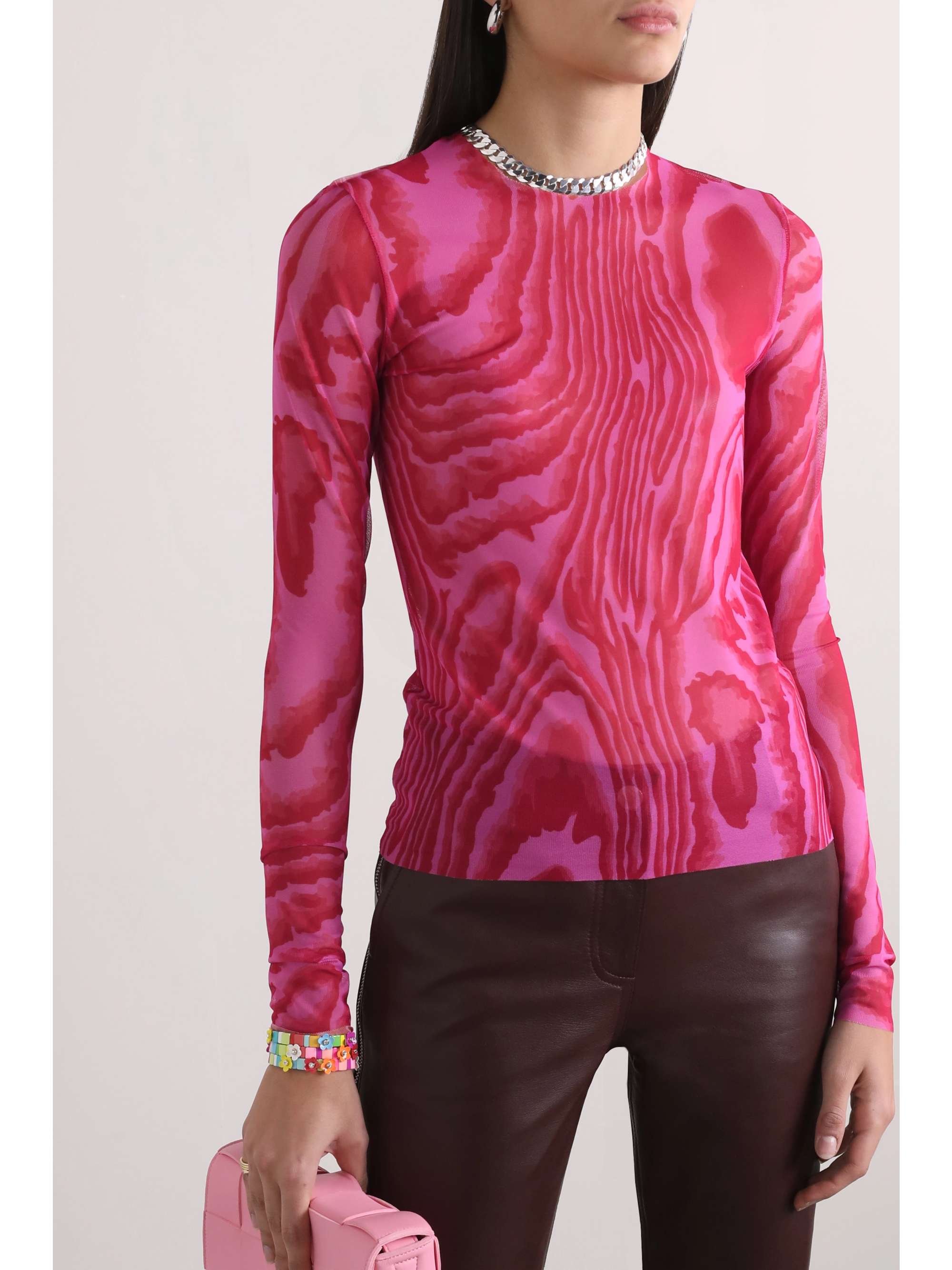 MARQUES' ALMEIDA Printed stretch recycled-mesh top