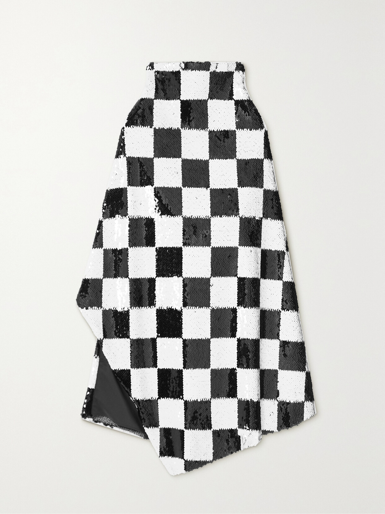 Marques'Almeida Asymmetric Sequined Tulle Halterneck Top - Black