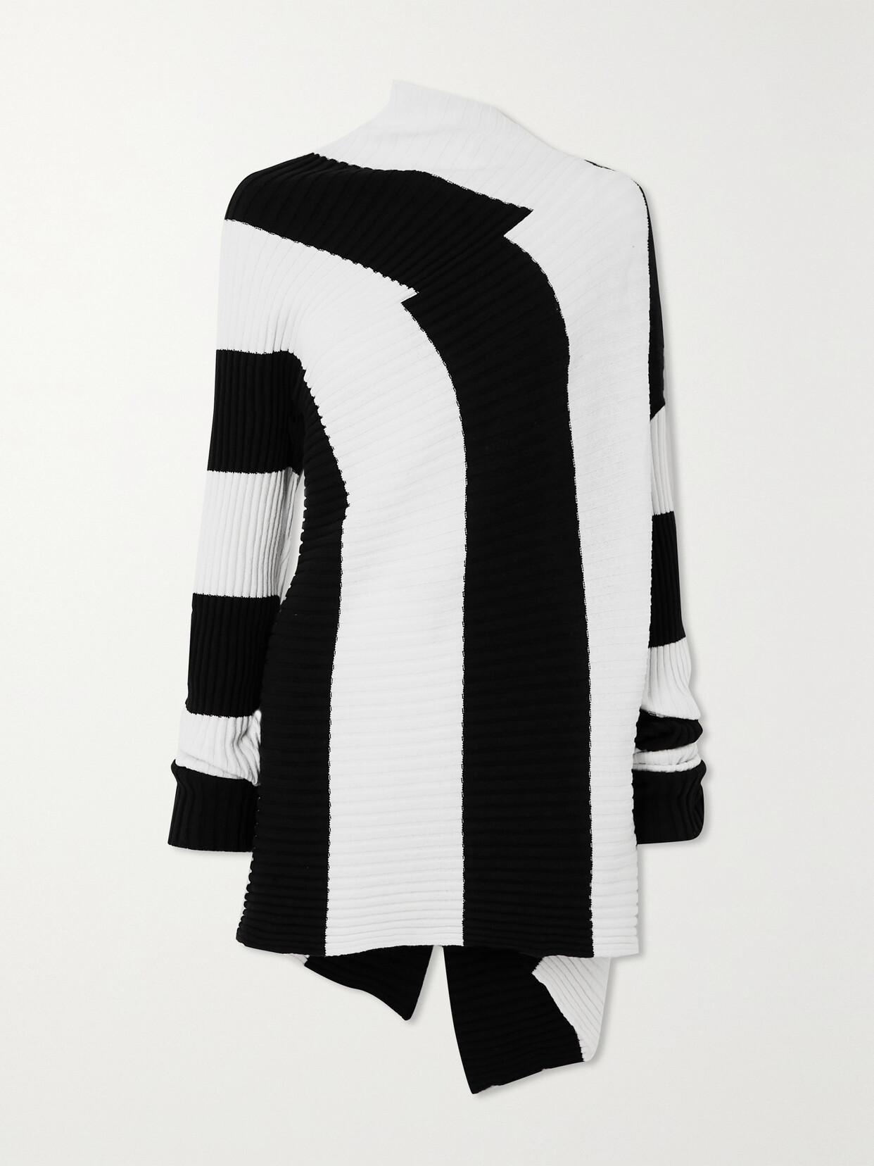 Marques' Almeida Asymmetric Ribbed Recycled-cotton Sweater In Black