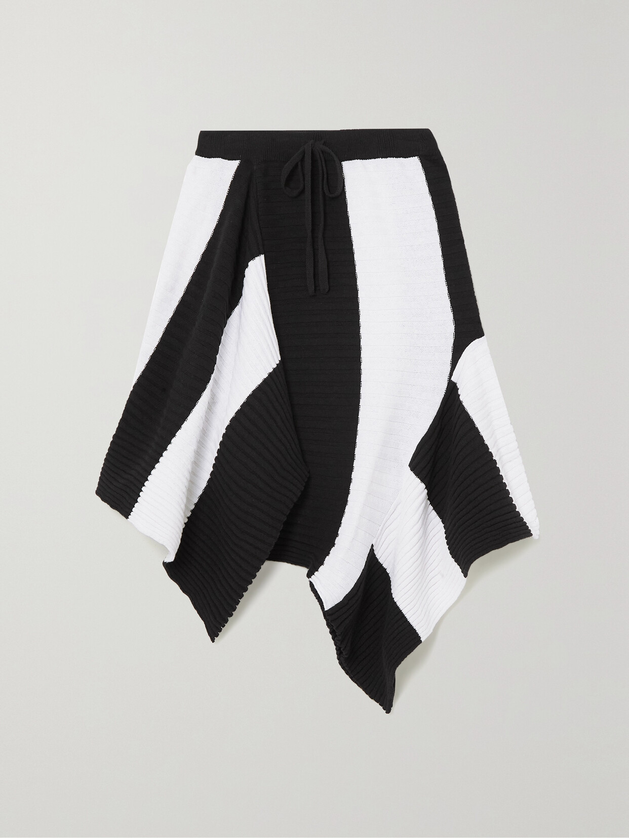 Marques' Almeida Asymmetric Striped Ribbed Recycled-cotton Midi Skirt In Black