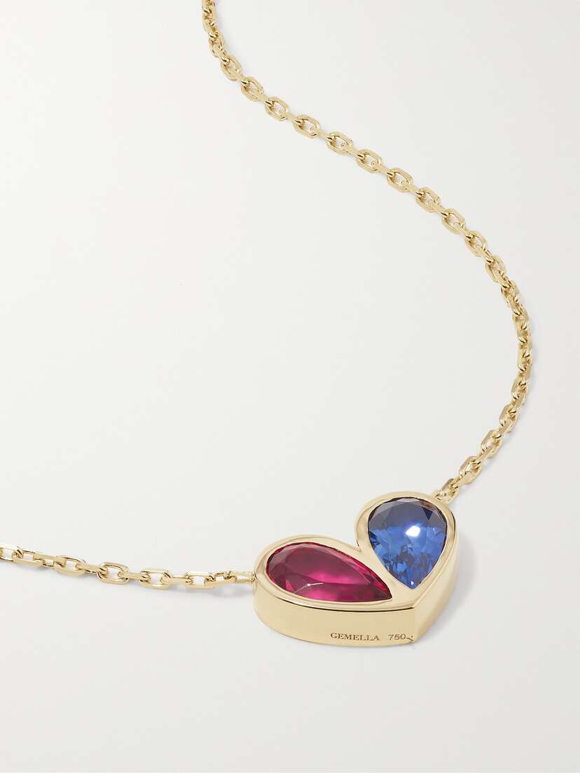 Gemella Sweetheart Jumbo 18-karat Gold, Rubellite And Sapphire Necklace