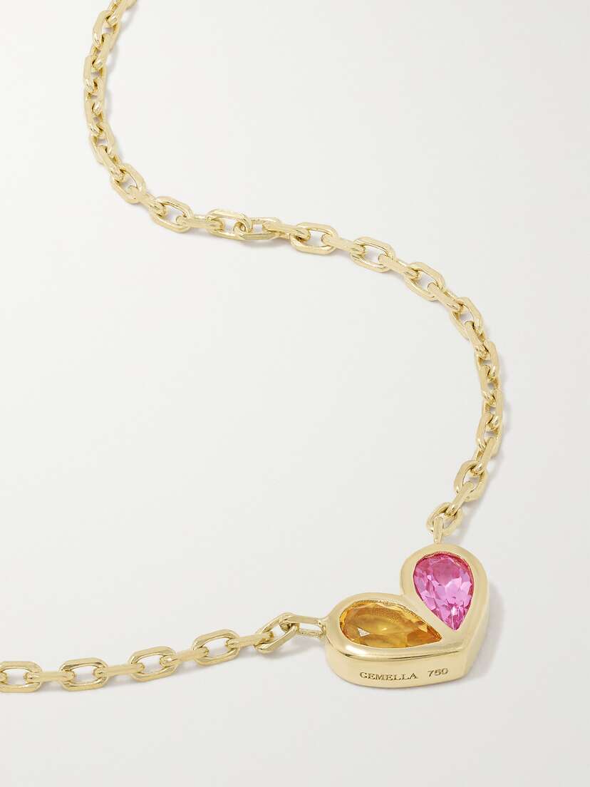 Gemella Sweetheart 18-karat Gold, Citrine And Sapphire Necklace