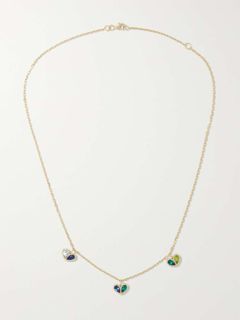 Gemella Triple Sweetheart 18-karat Gold Multi-stone Necklace