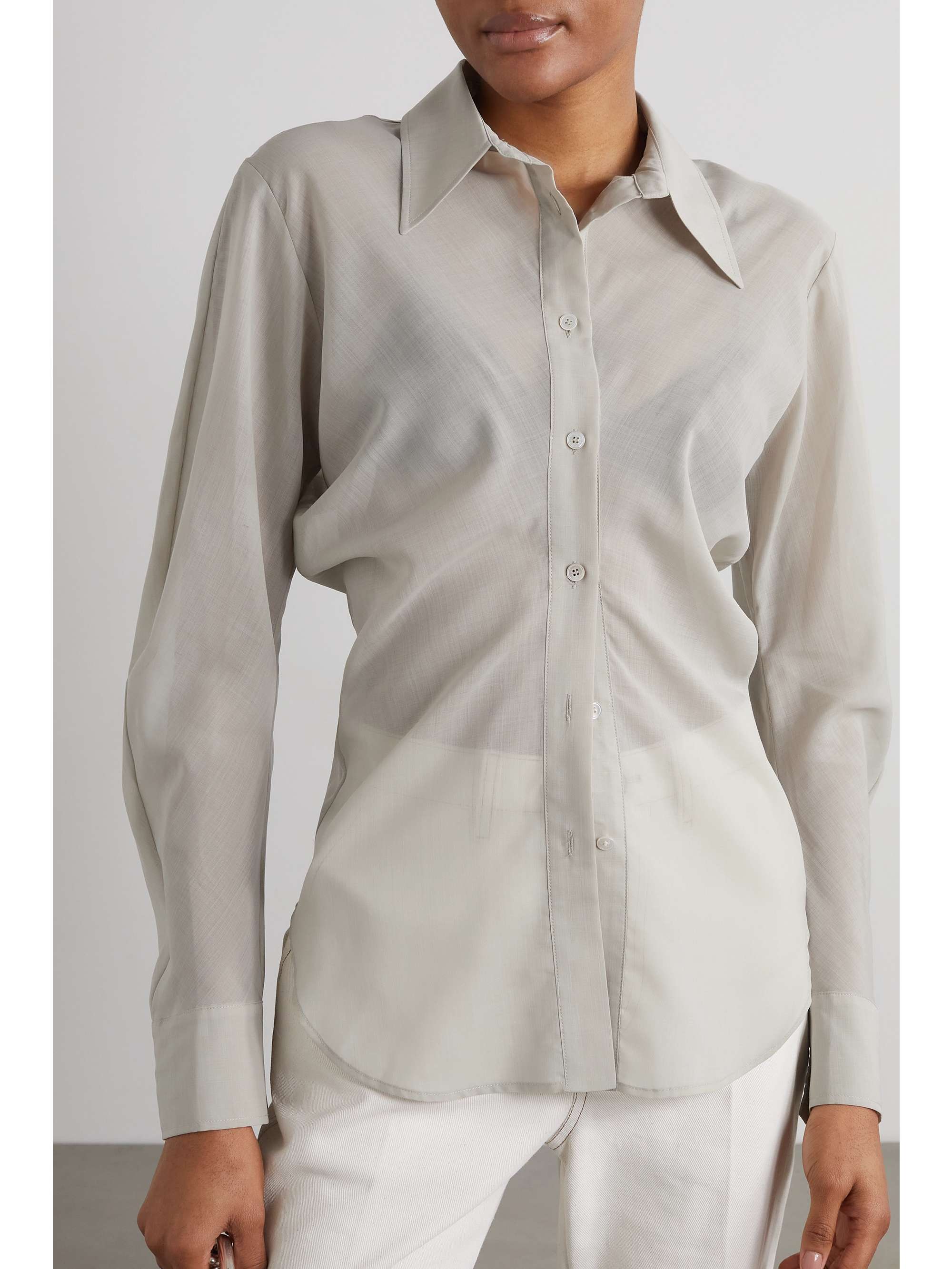 LVIR Shirred wool-blend shirt