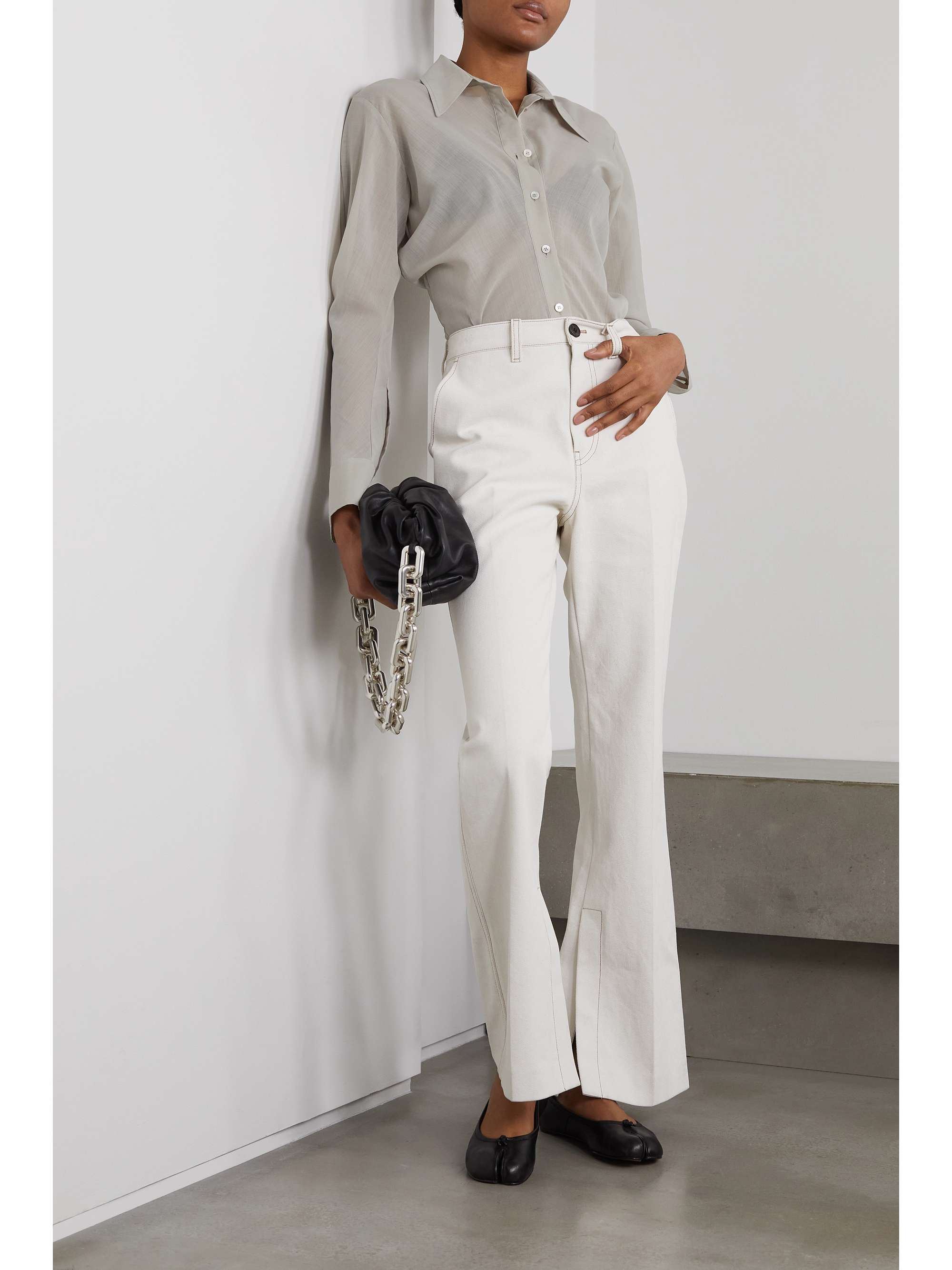 LVIR Shirred wool-blend shirt