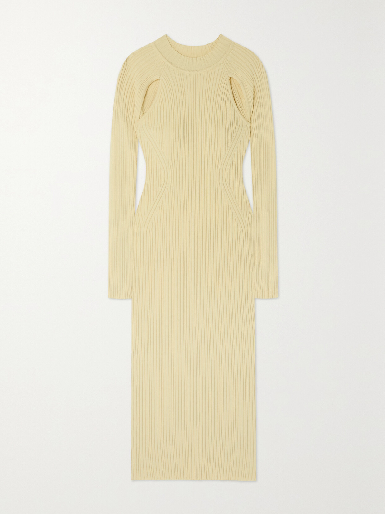 LVIR Cutout Ribbed-knit Midi Dress - Yellow