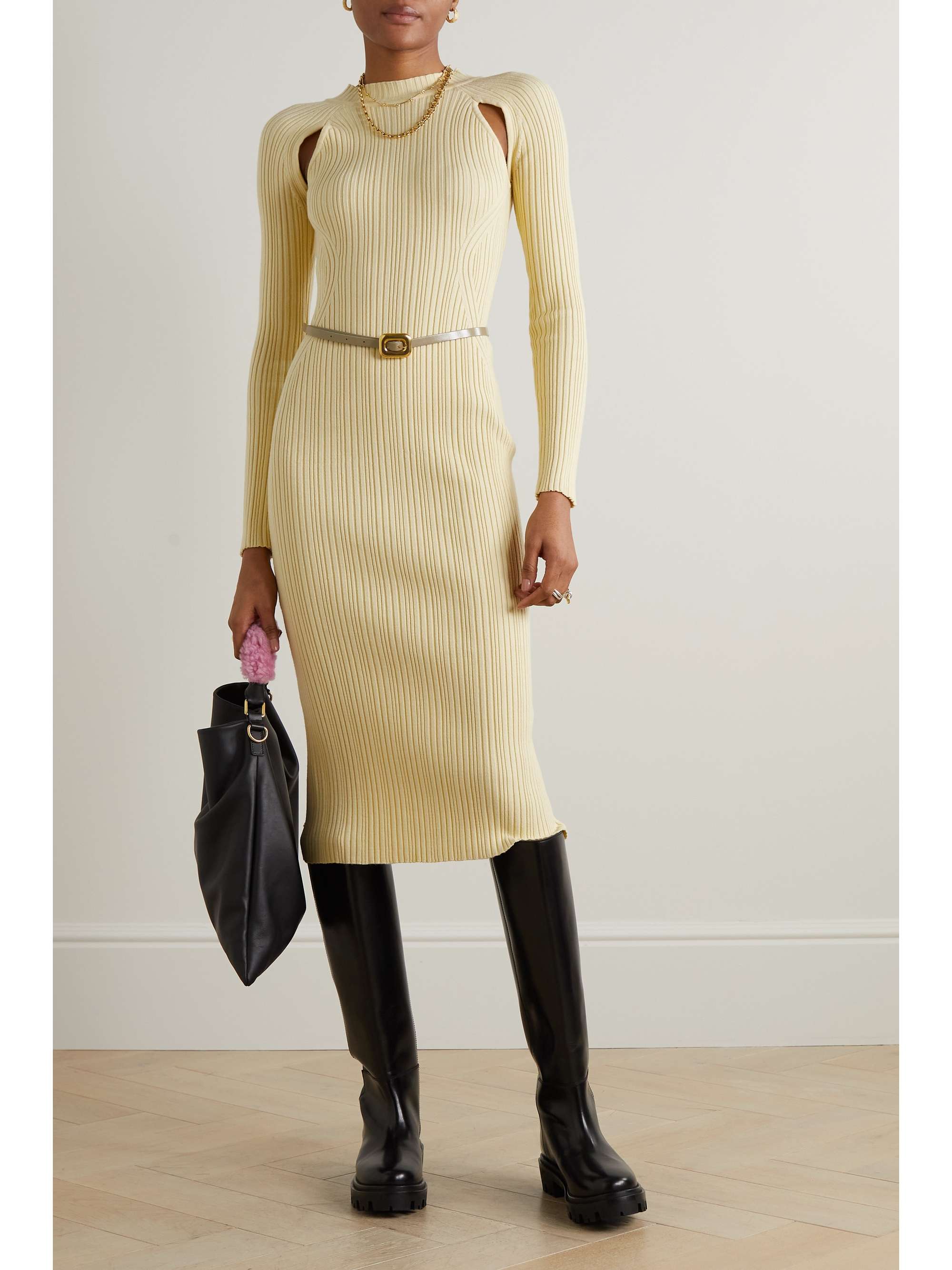 LVIR Cutout ribbed-knit midi dress