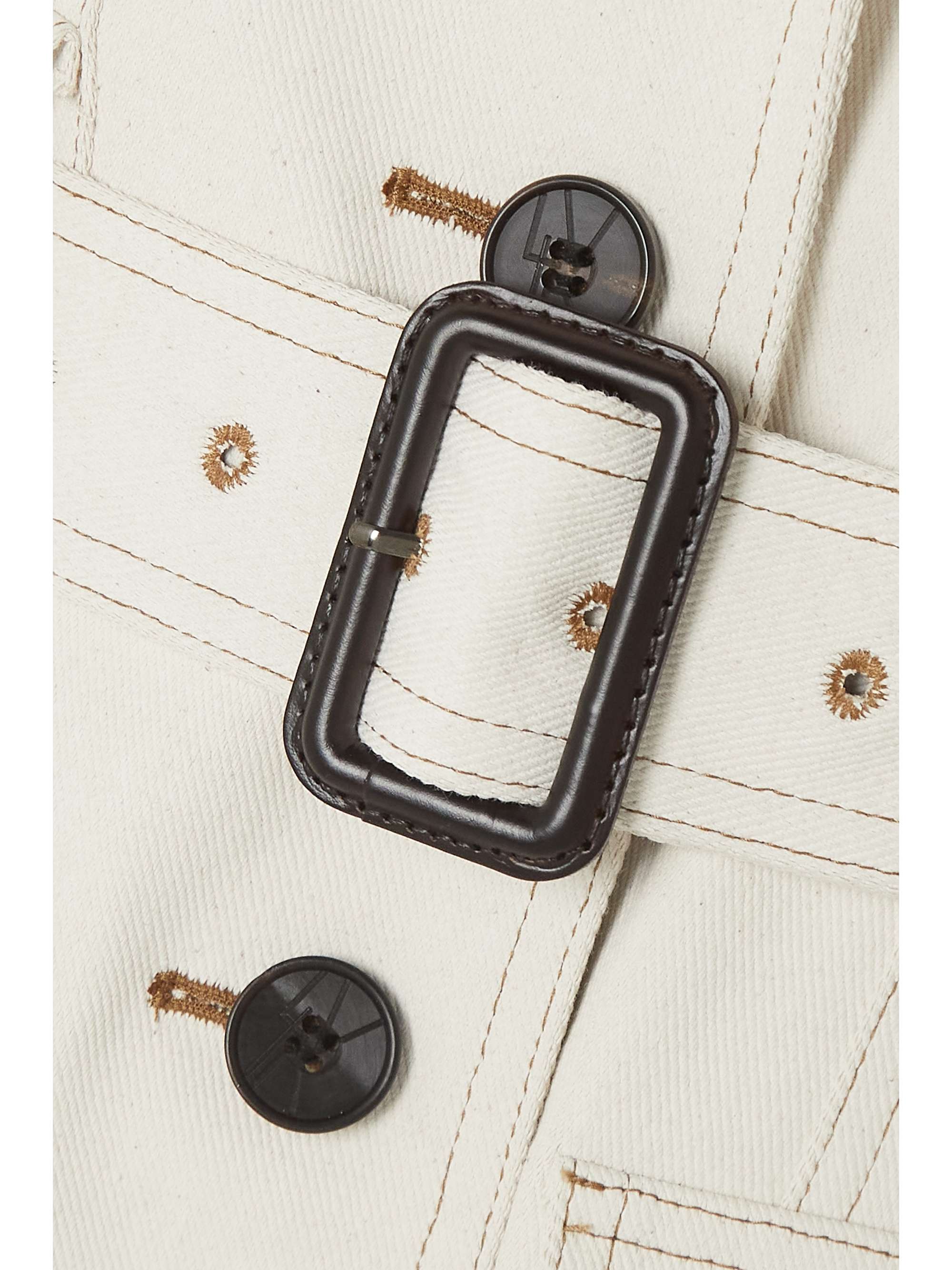 LVIR Topstitched belted denim jacket