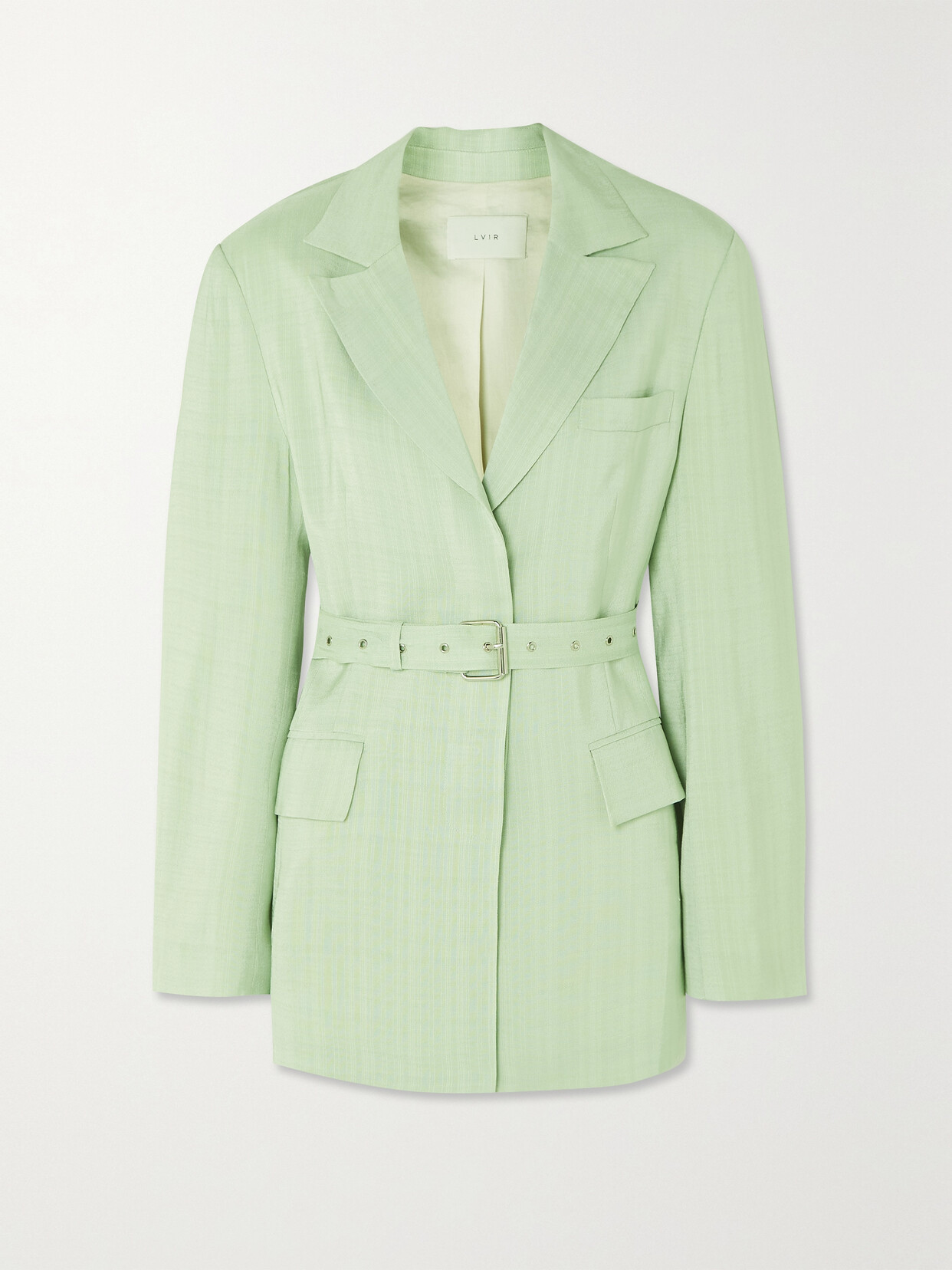 LVIR Belted Woven Blazer - Green