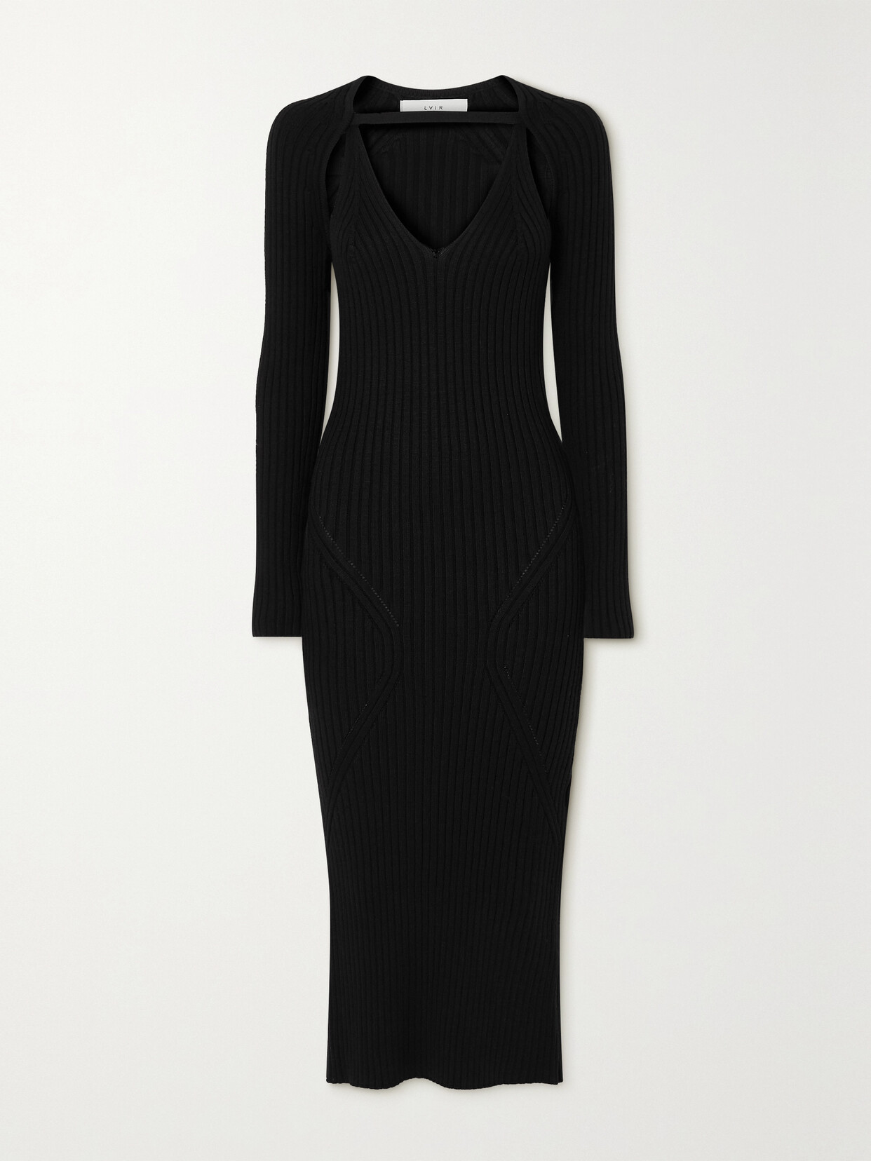 LVIR - Ribbed-knit Midi Dress And Cardigan Set - Black