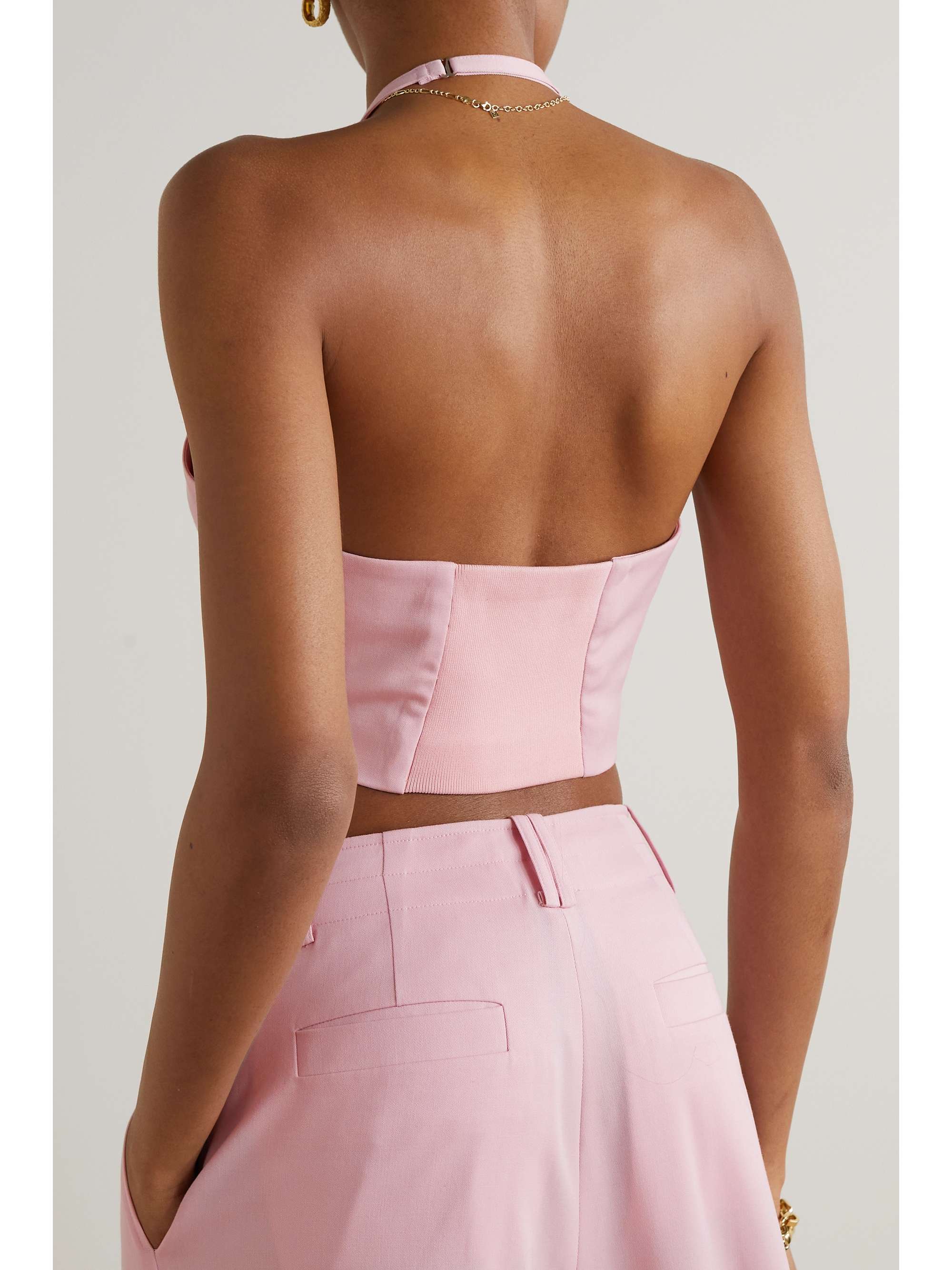 LVIR Cropped twill halterneck top