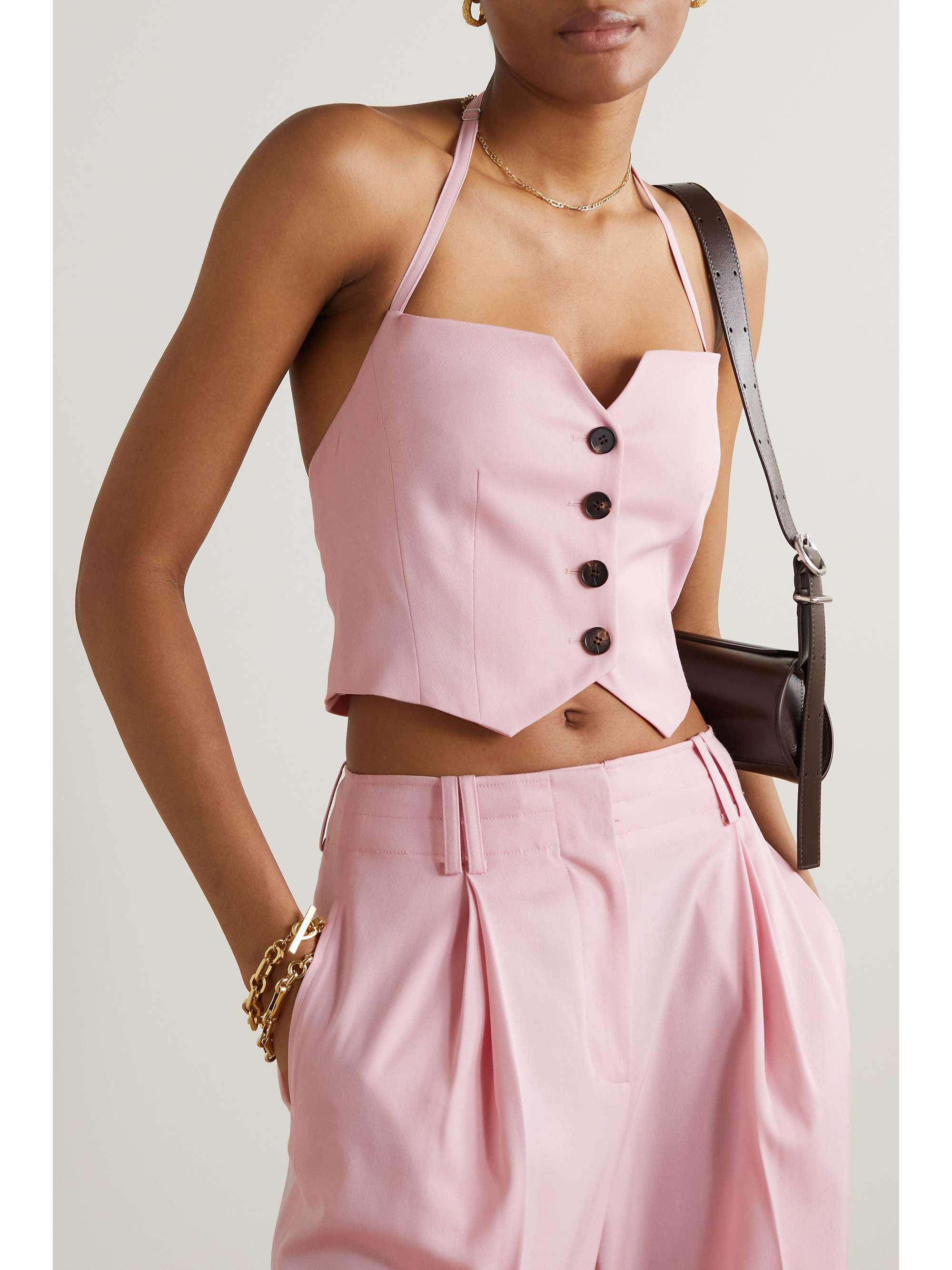 LVIR Cropped twill halterneck top