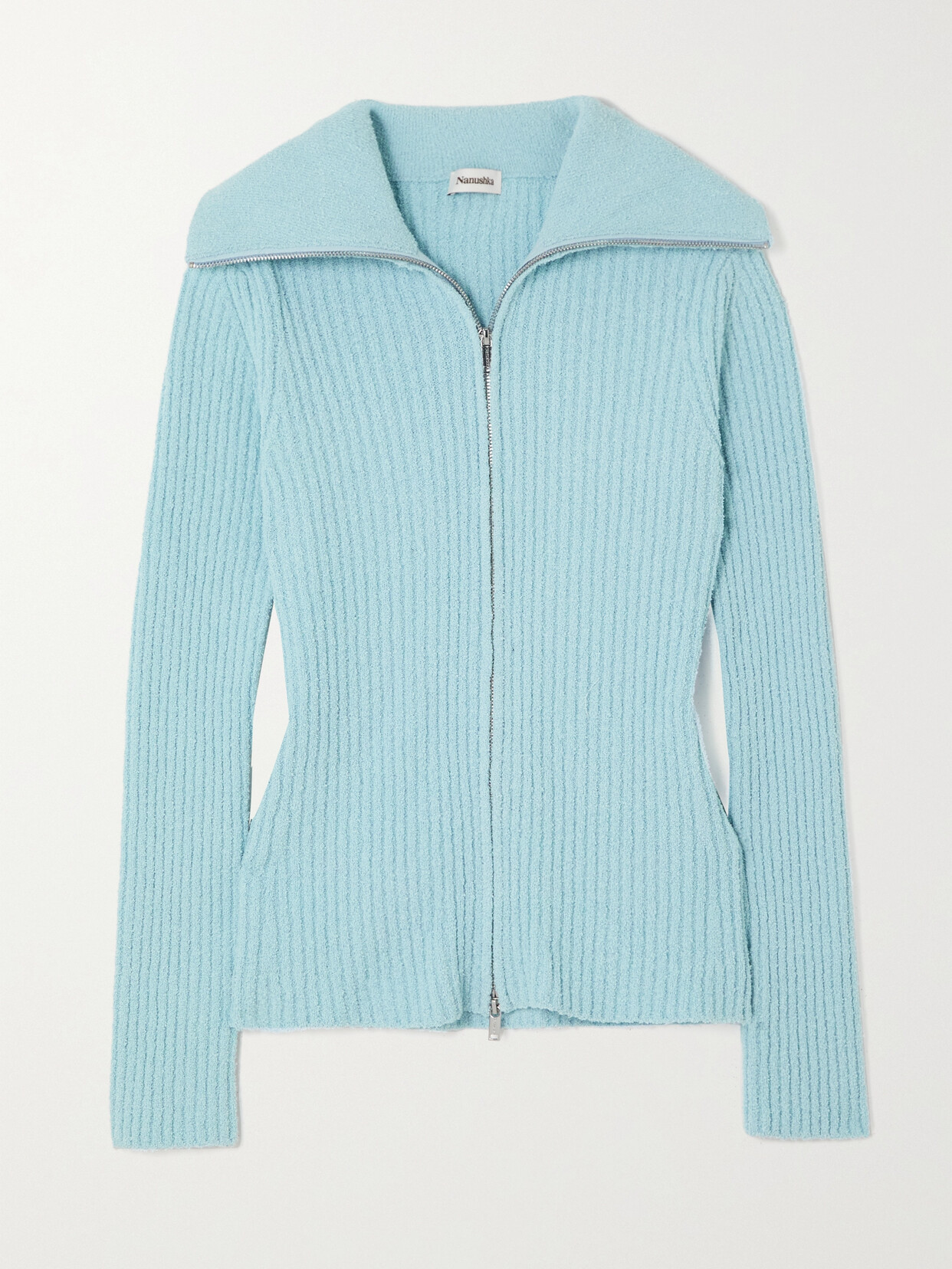 Nanushka - Feja Ribbed Organic Cotton-blend Terry Cardigan - Blue