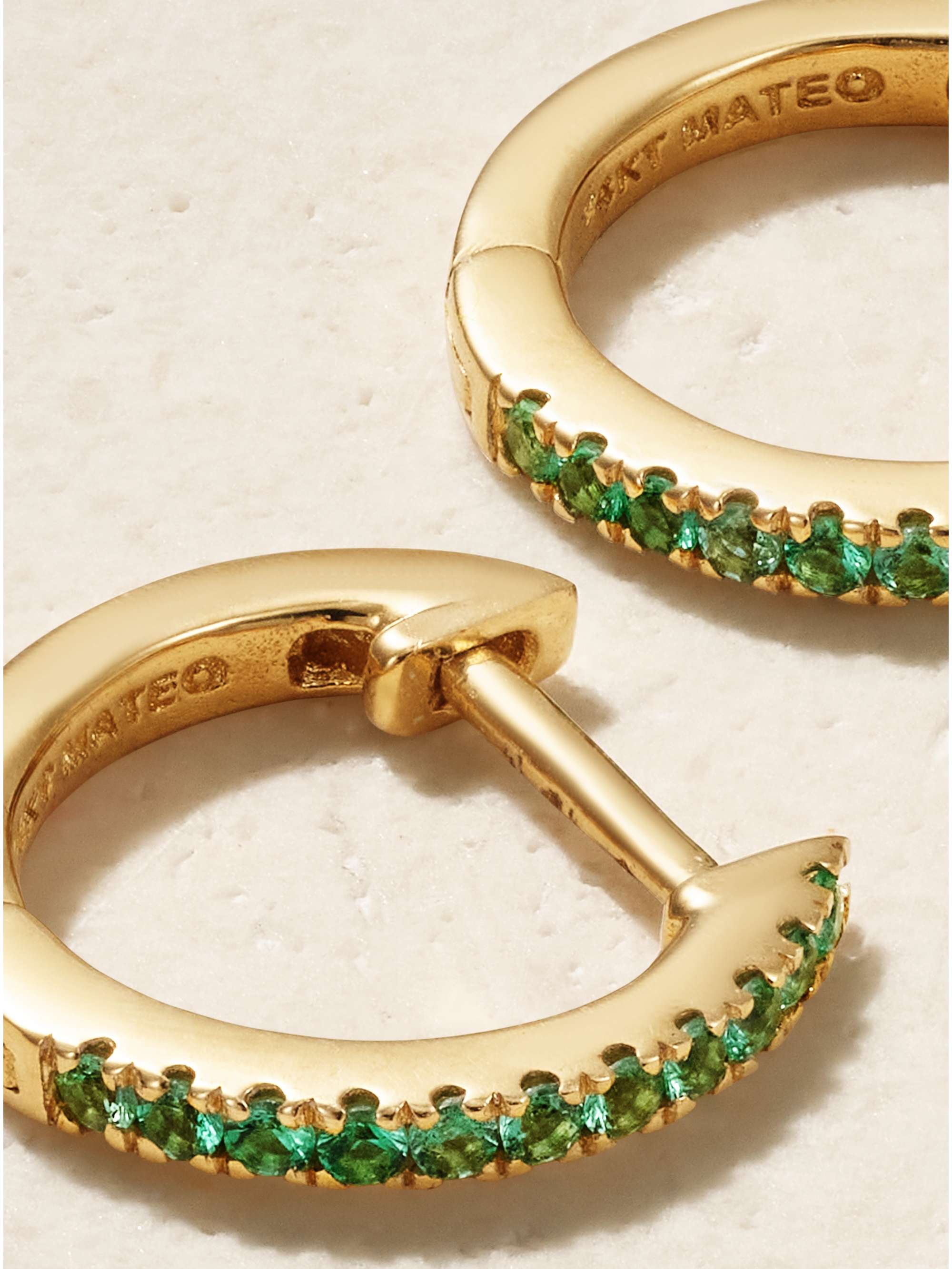 MATEO 14-karat gold emerald hoop earrings
