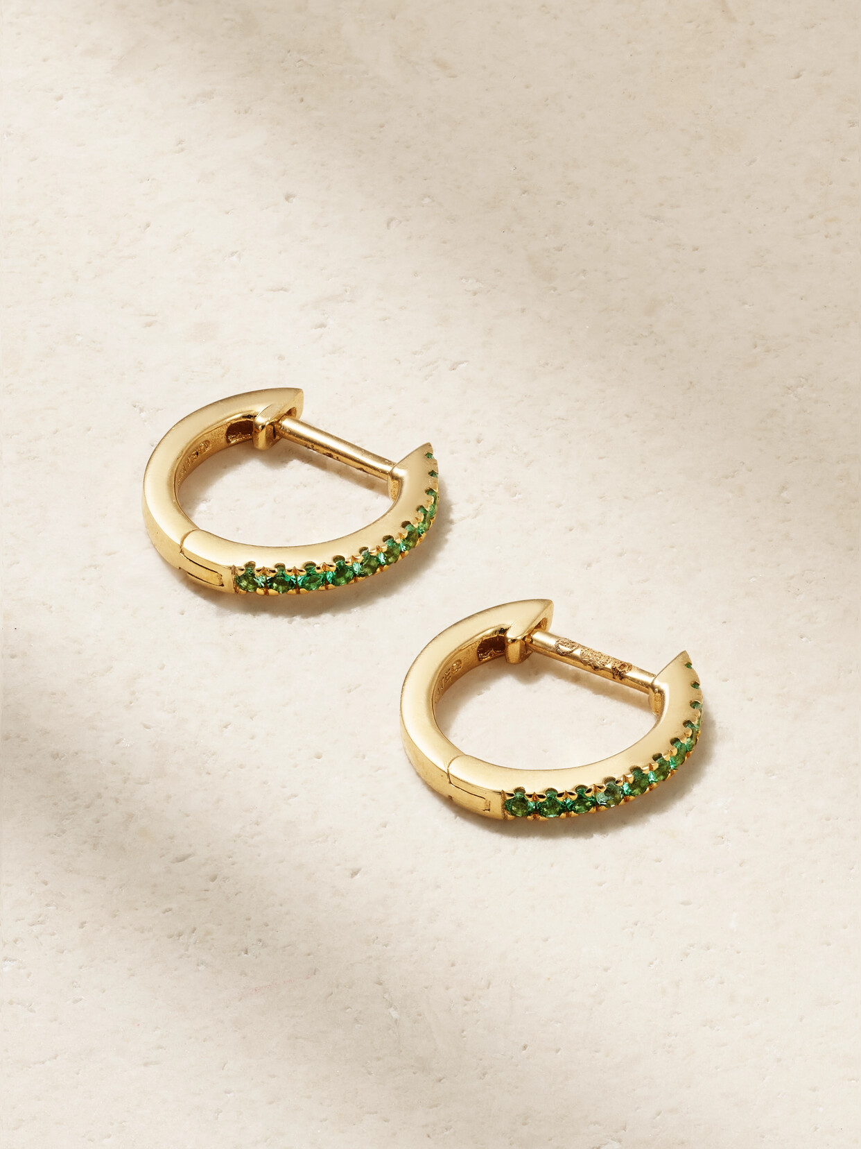 Mateo 14-karat Gold Emerald Hoop Earrings