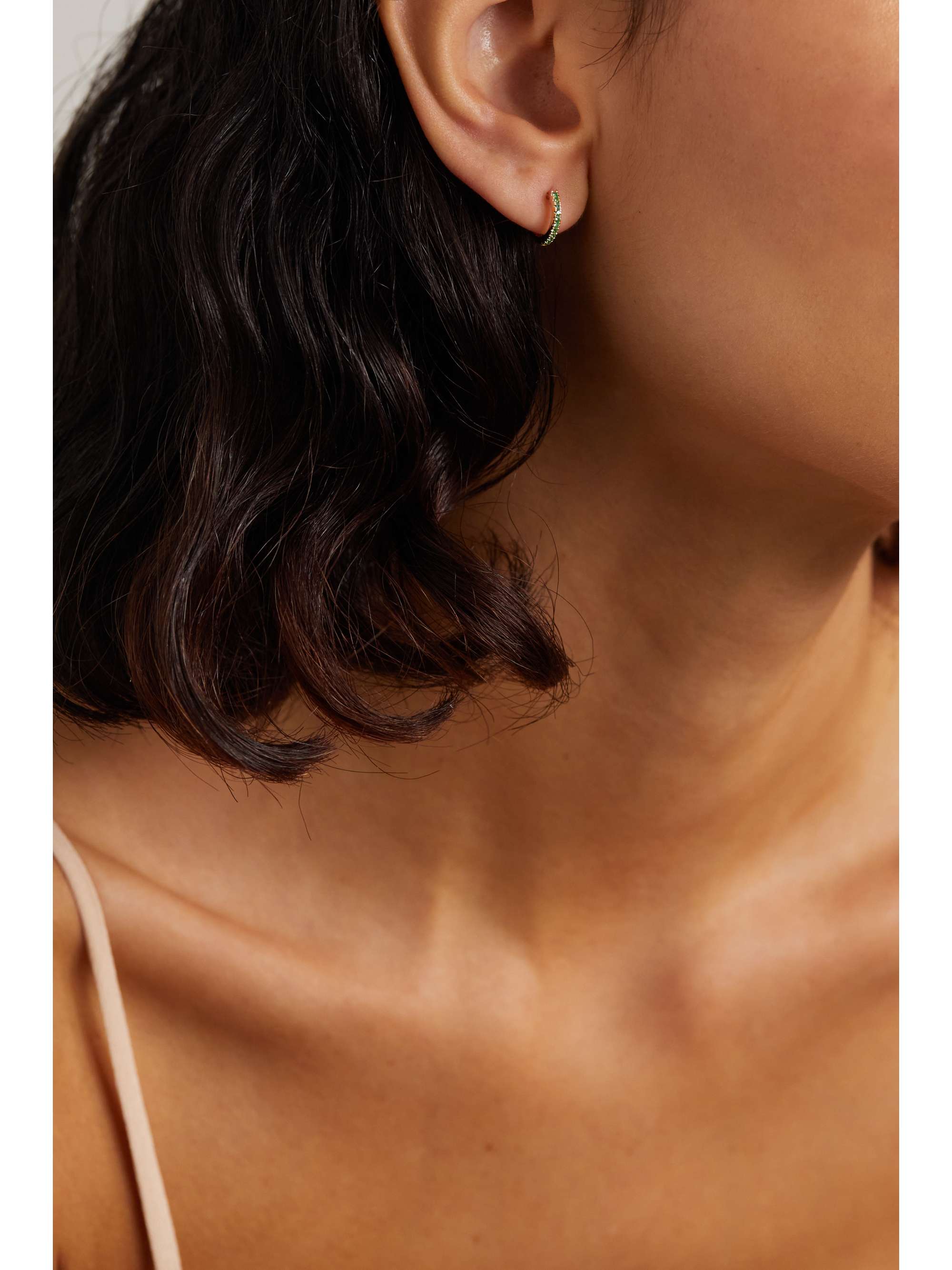 MATEO 14-karat gold emerald hoop earrings