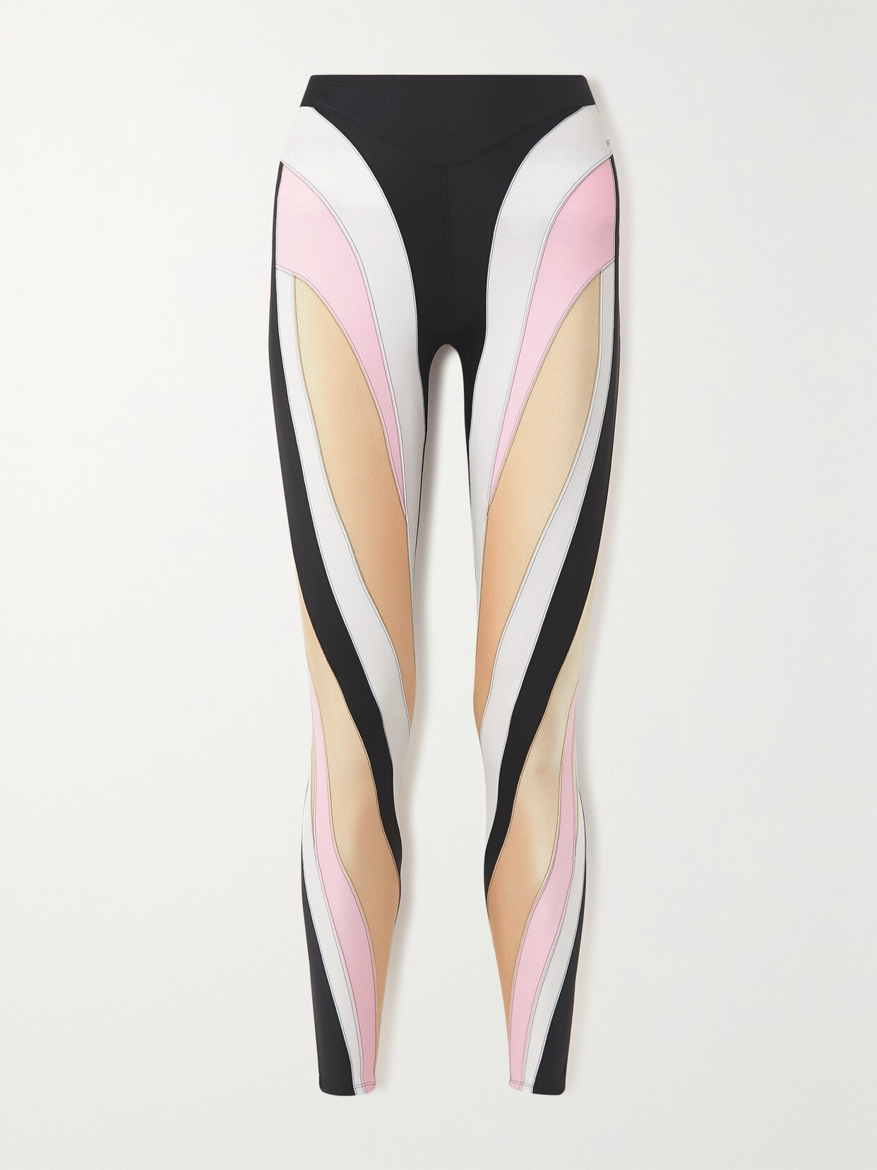 Mugler - Carryover Spiral Striped Stretch-jersey Leggings - Neutrals