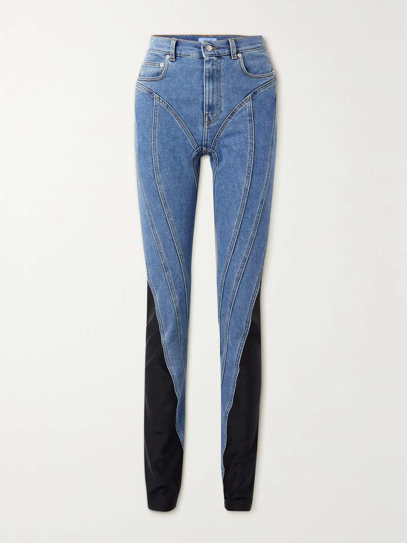 Mugler Stretch Jersey-trimmed Skinny Jeans