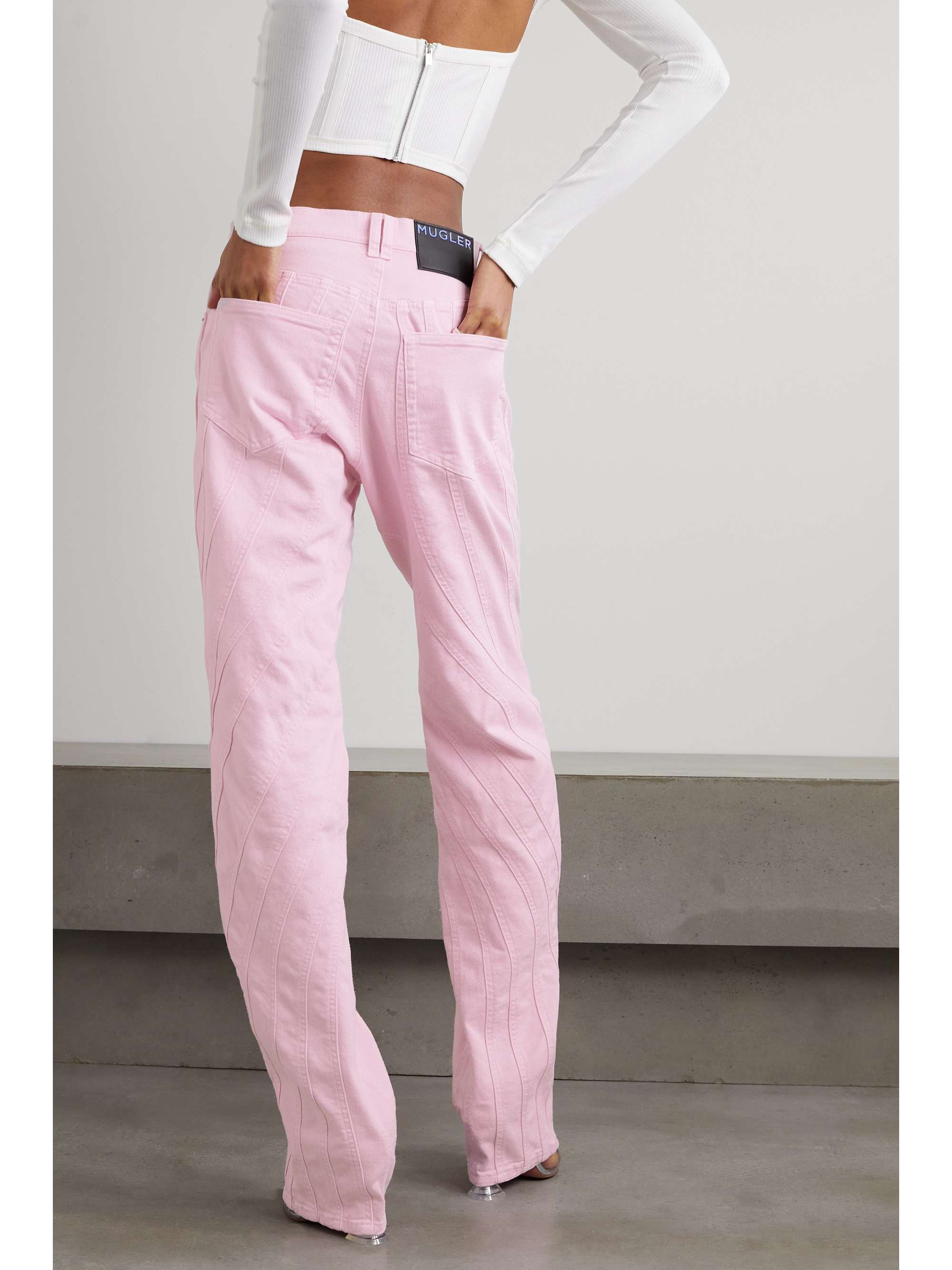 MUGLER Paneled tapered jeans