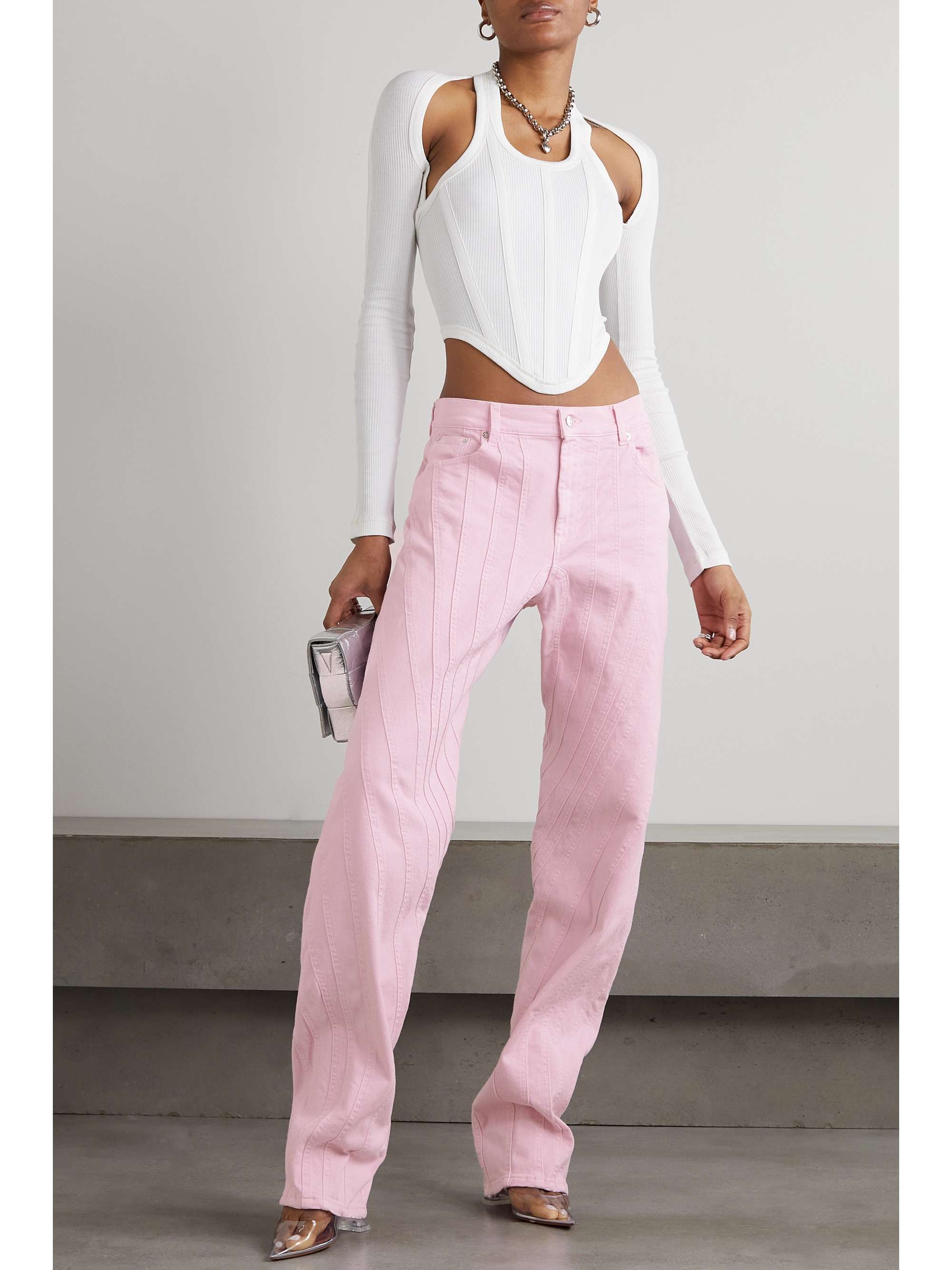 MUGLER Paneled tapered jeans