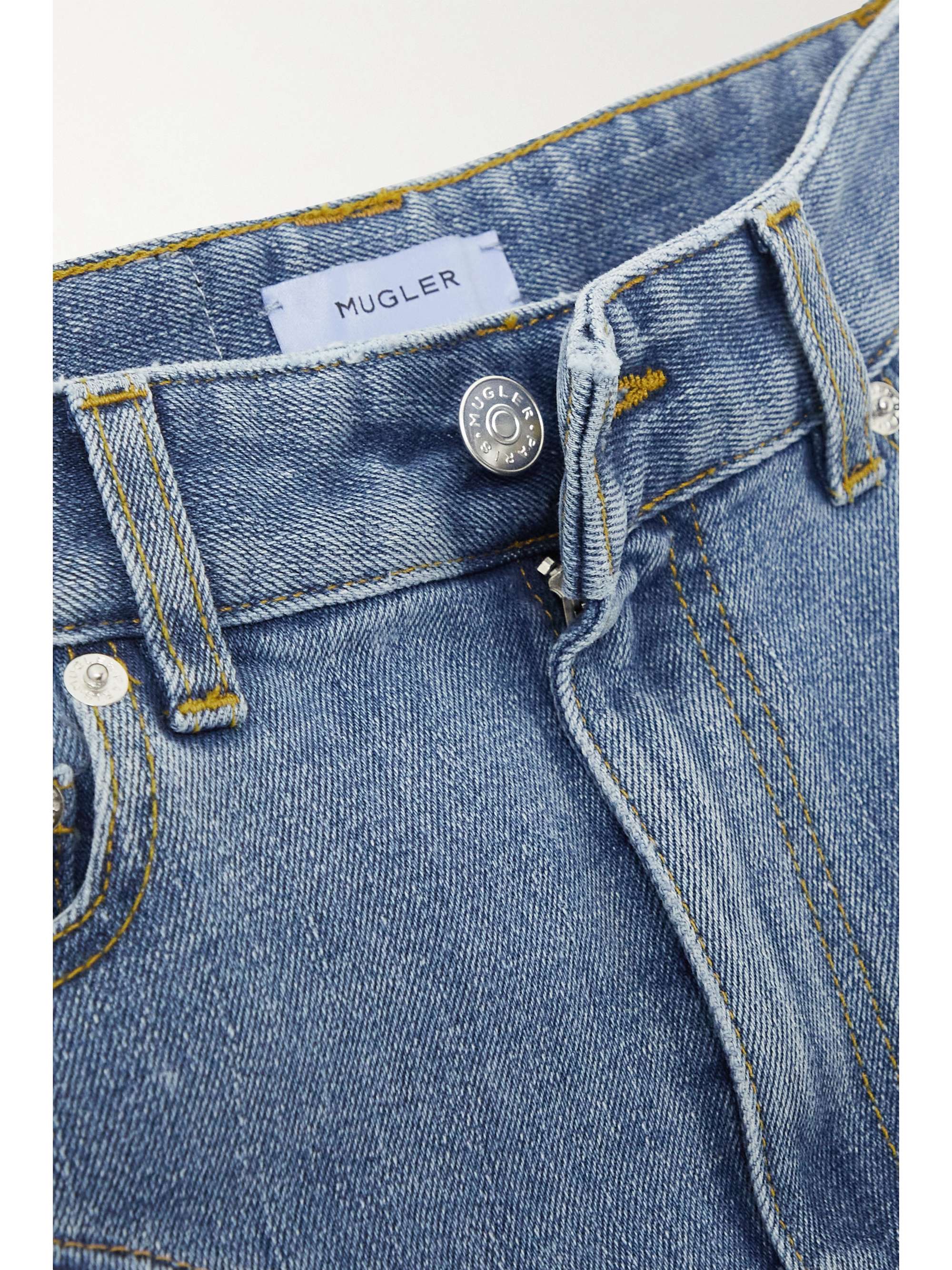 MUGLER Lace-paneled high-rise skinny jeans