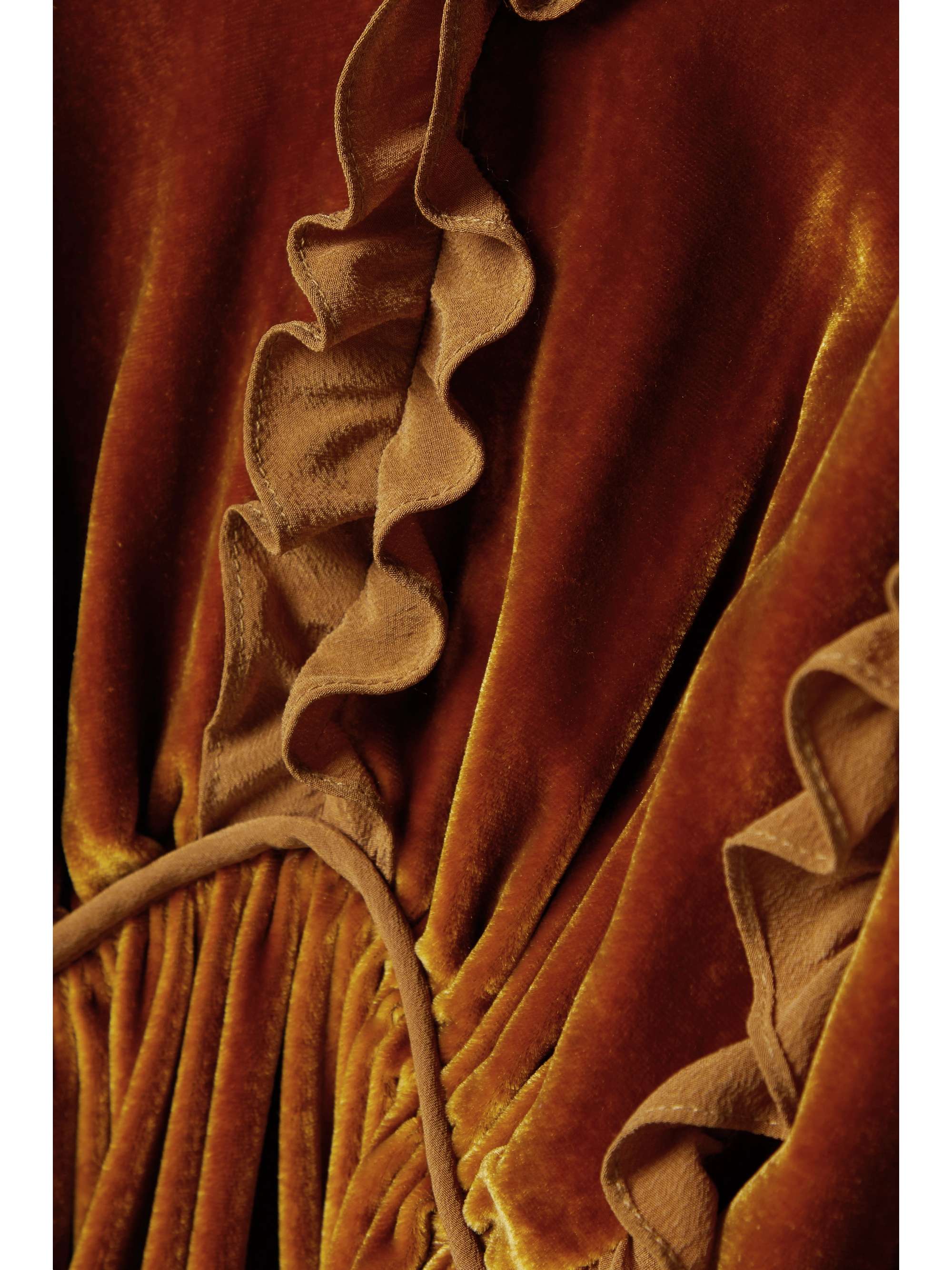 ULLA JOHNSON Erika ruffled satin-trimmed velvet mini dress