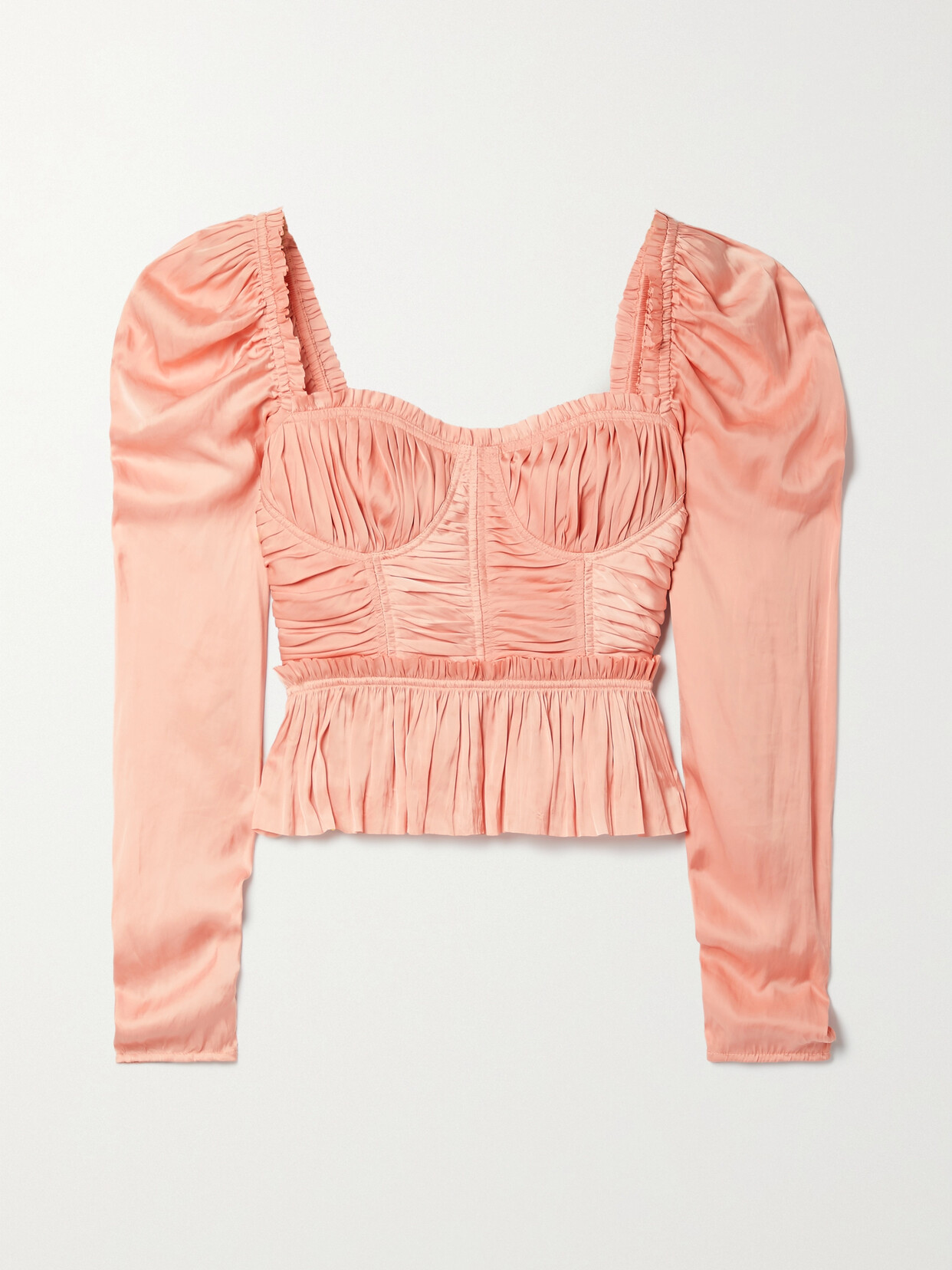 Ulla Johnson Mia Plissé-satin Blouse - Pink