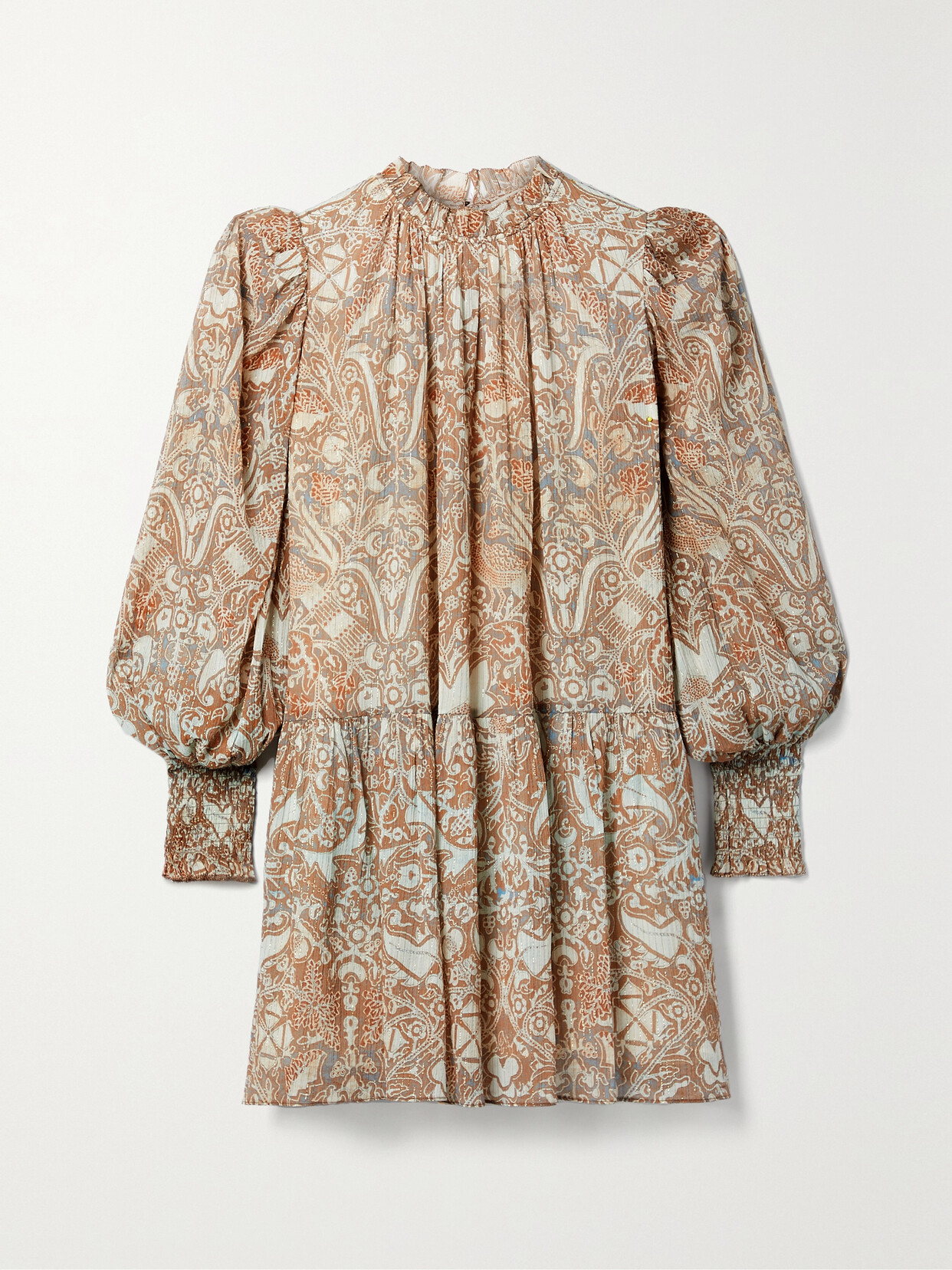 Ulla Johnson Maja Printed Cotton-blend Mini Dress - Brown