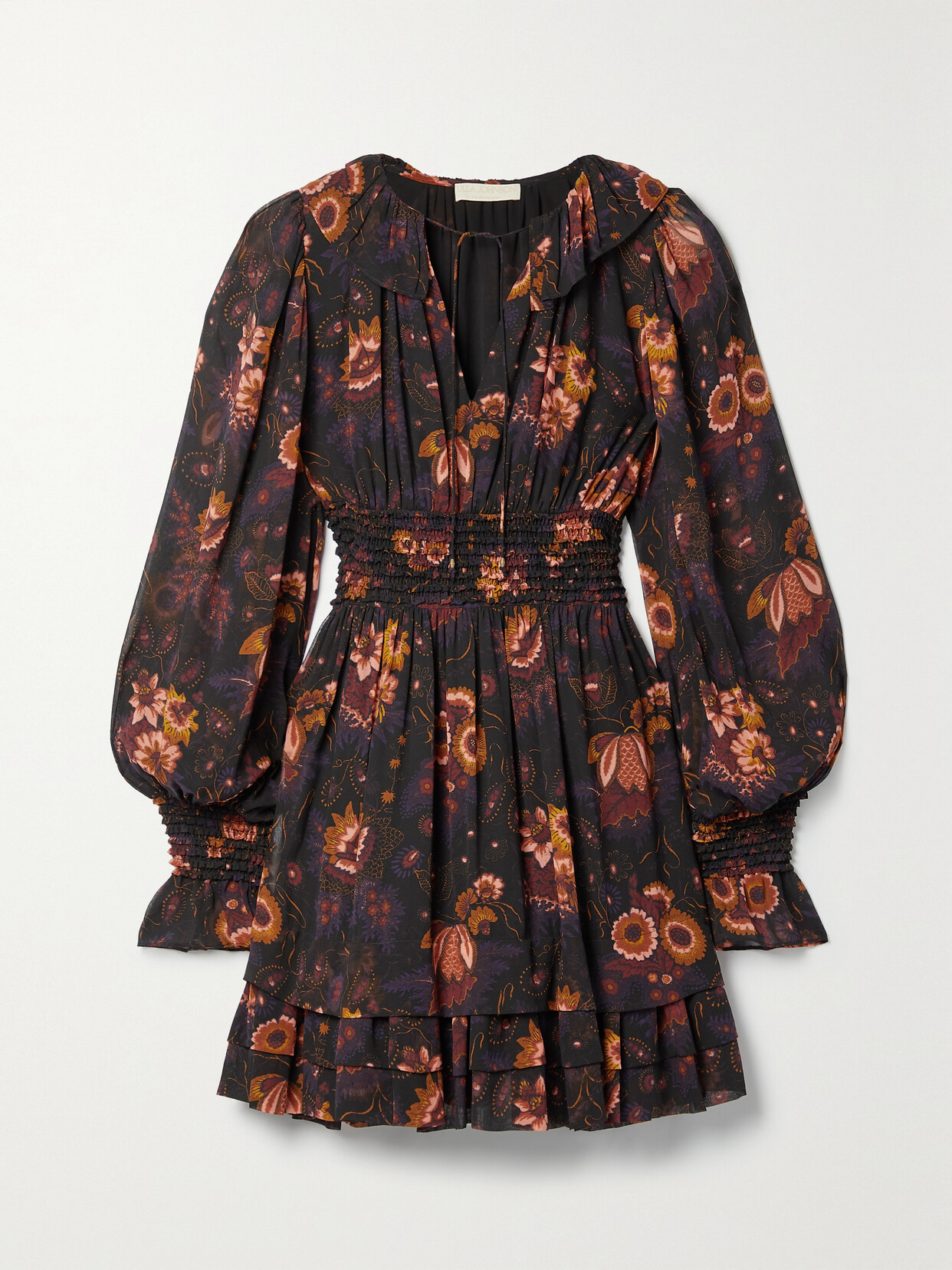 Ulla Johnson Adara Ruffled Floral-print Silk-georgette Mini Dress - Red