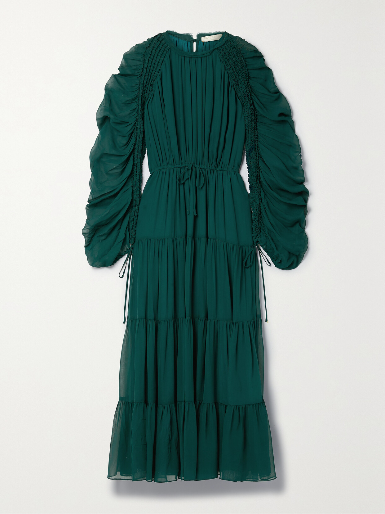 Ulla Johnson Noelle Gathered Silk Midi Dress In Green