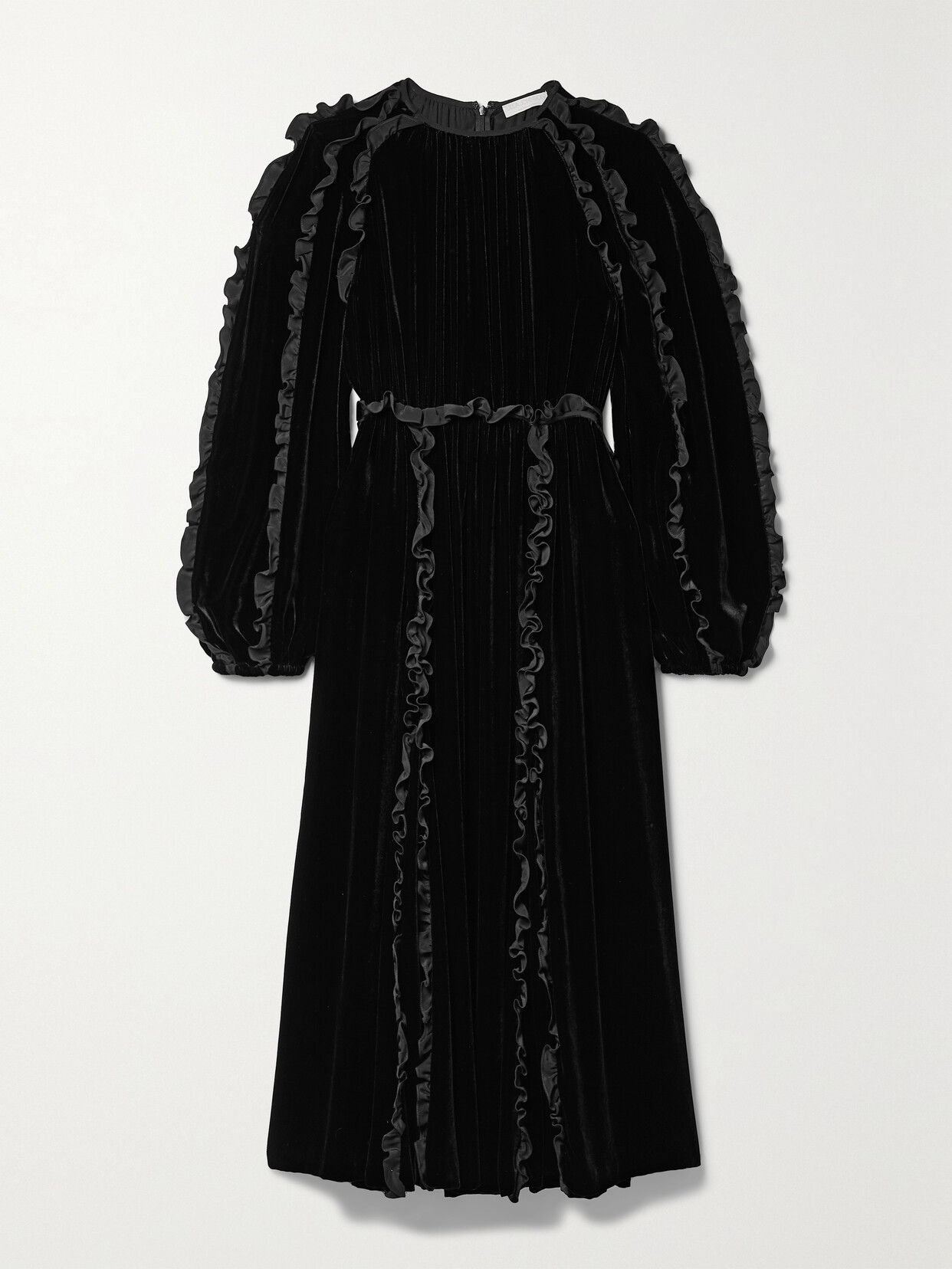 Ulla Johnson Ariane Ruffled Velvet Midi Dress In Black