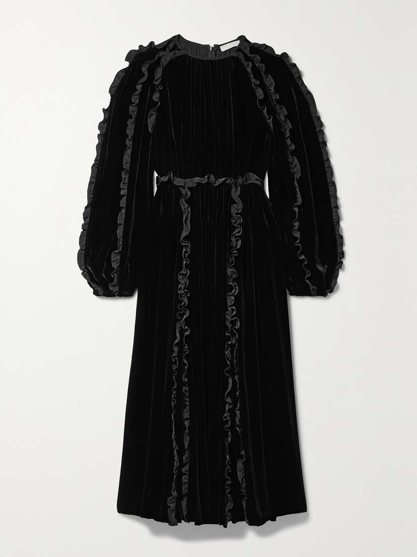 Ulla Johnson Ariane Ruffled Velvet Midi Dress