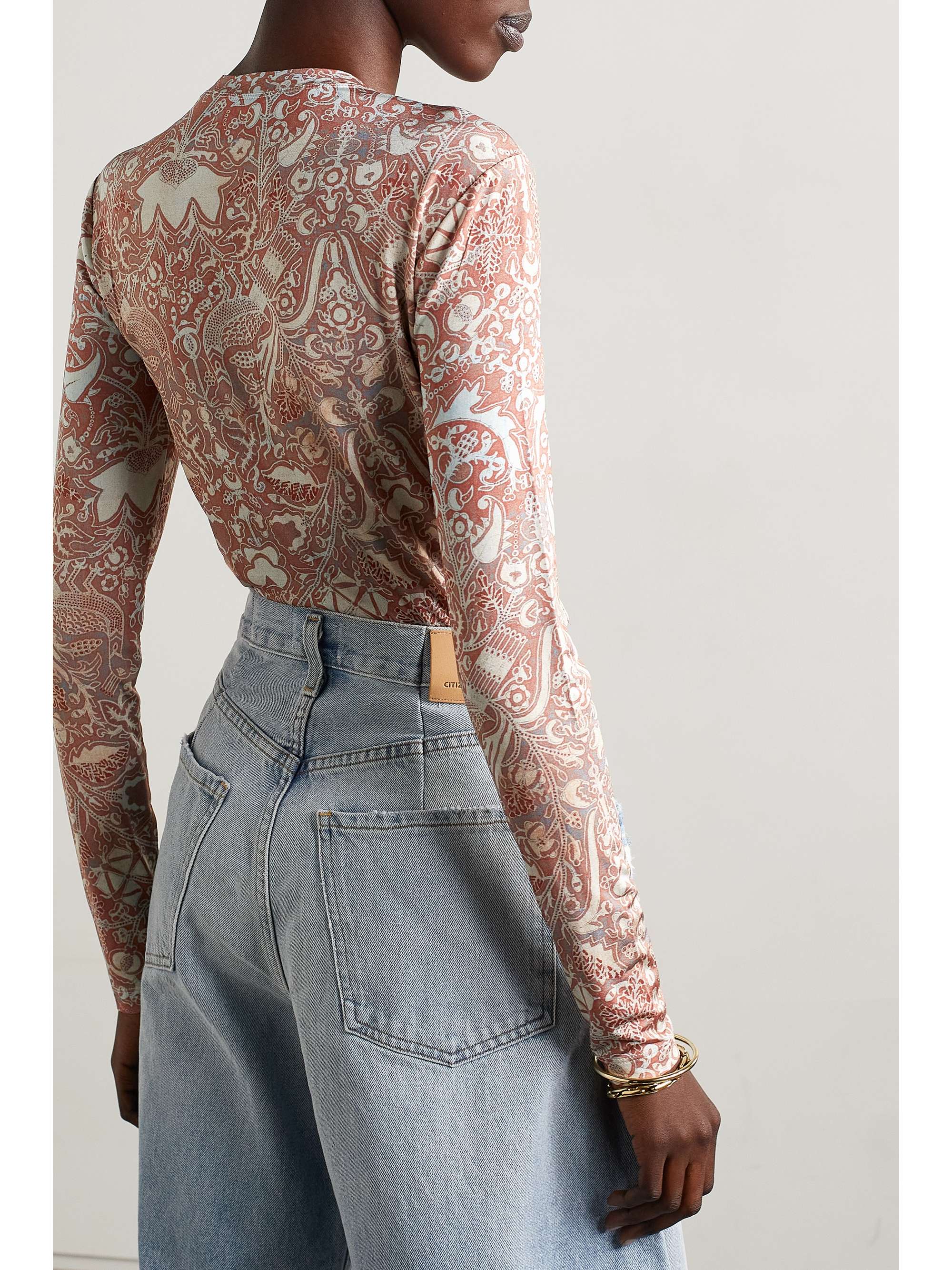 ULLA JOHNSON Eve printed stretch-jersey top