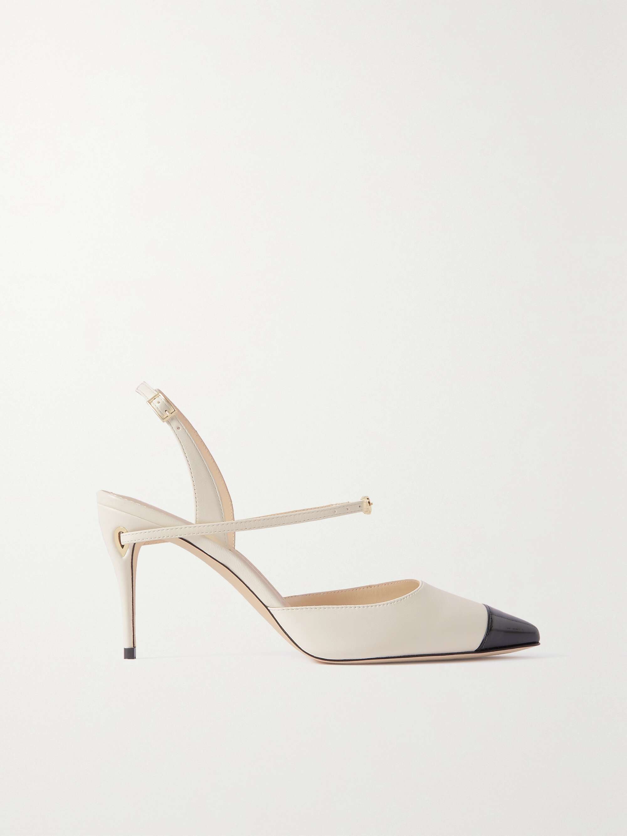 JENNIFER CHAMANDI Vittorio 85 leather and patent-leather slingback ...