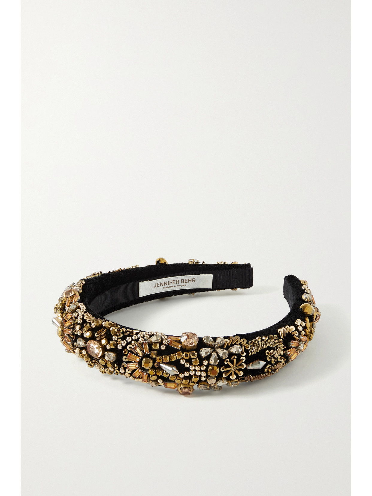 Jennifer Behr - Ember Embellished Velvet Headband - Black