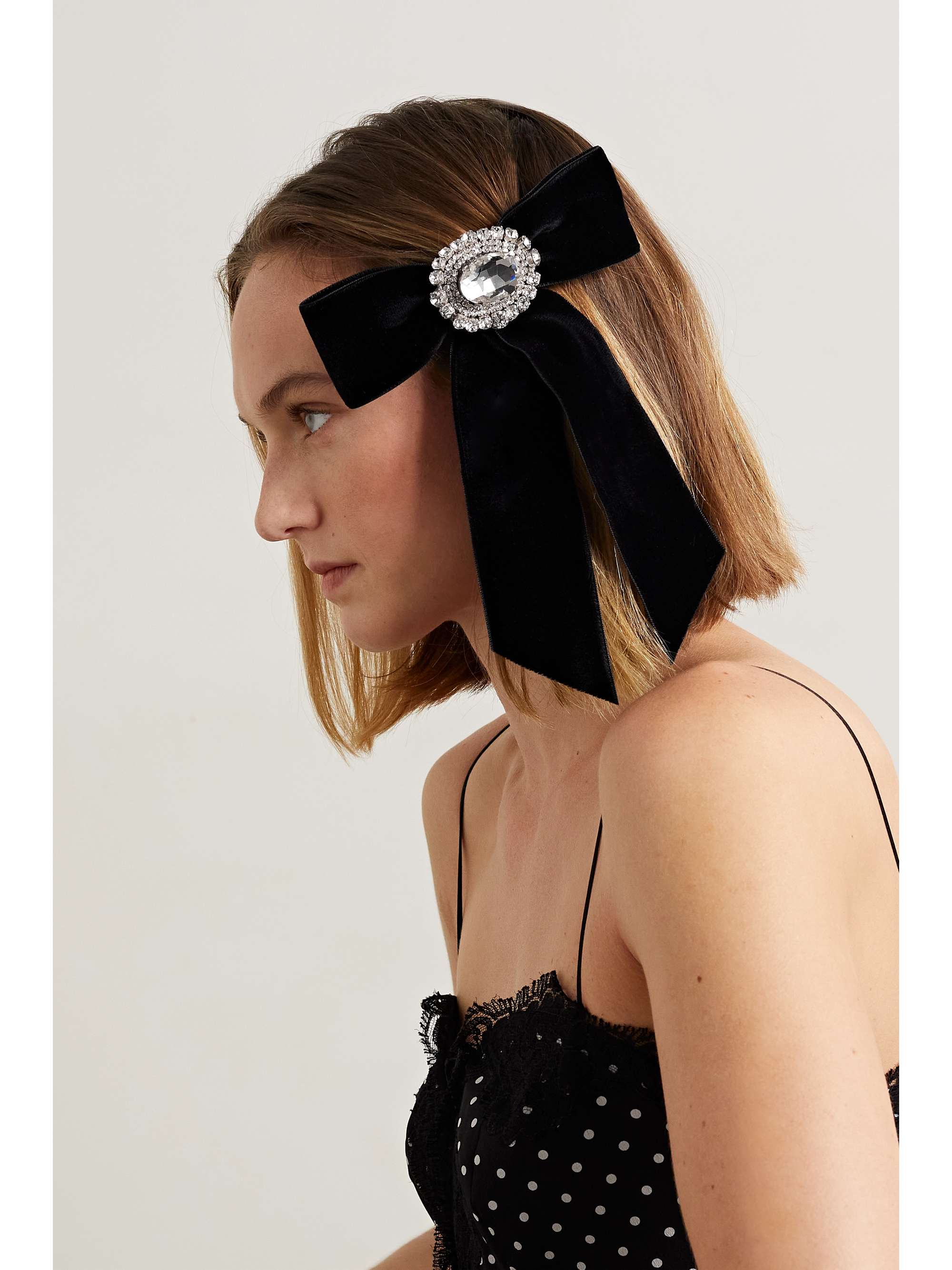 JENNIFER BEHR Maura crystal-embellished velvet hair clip