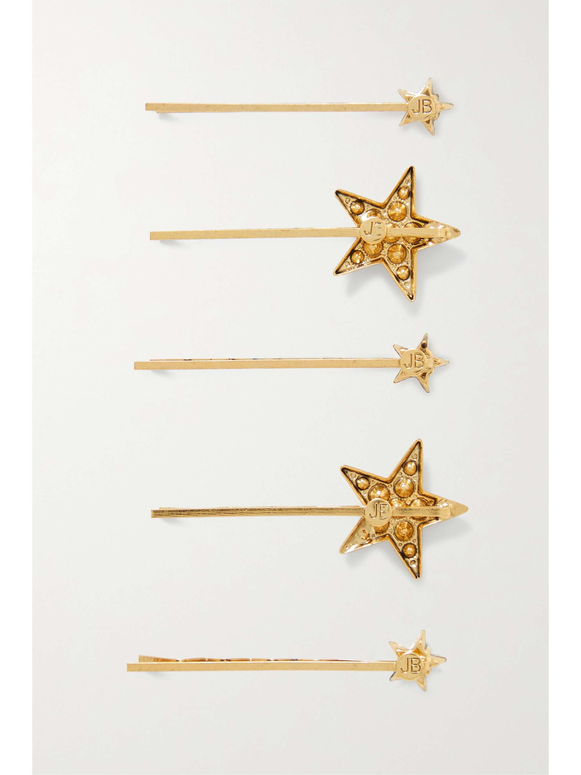 JENNIFER BEHR Juno Set aus fünf goldfarbenen Haarspangen mit Kristallen