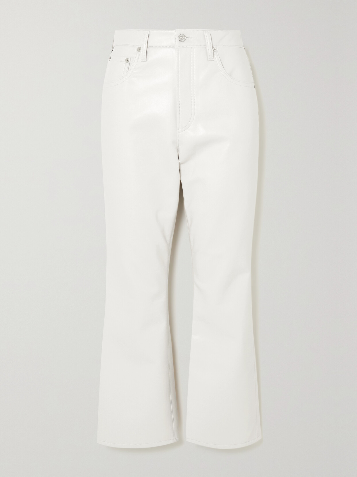 Citizen Of Humanity Isola Cropped Bootcut Recycled Leather-blend Pants In White